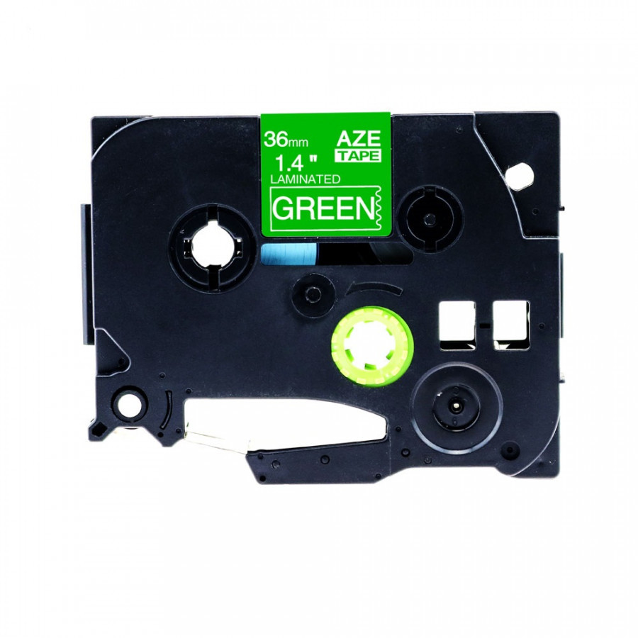 Kompatibilní páska s Brother TZ-765 / TZe-765, 36mm x 8m, bílý tisk / zelený podklad