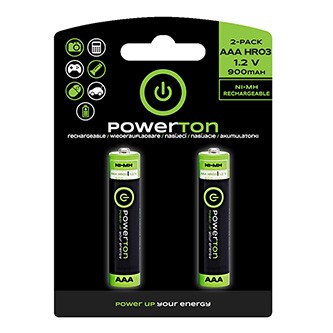 Powerton Nabíjecí Ni-MH baterie AAA, 2-pack