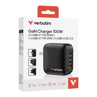 Verbatim GaN 32231, cestovná nabíjačka do siete, USB 3.0, USB C, sivá, 100 W, vymeniteľné vidlice C,G,A.

So skladacími americkými kolíkmi a vymeniteľnými zástrčkami EU a UK je to dokonalý spoločník na cesty.