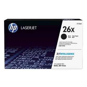 HP 26X CF226X čierný (black) originálný toner.
Originálny toner = záruka priamo od výrobcu tlačiarne
100 % použitie v tlačiarni - bezproblémové fungovanie s vašou tlačiarňou
Použitím originálnej náplne predlžujete životnosť tlačiarne
Overená špičková kvalita - vysoko kvalitná a spoľahlivá tlač originálnou tlačovou kazetou od prvej do poslednej stránky
Trvalé a profesionálne výsledky tlače - dlhodobá udržateľnosť tlače
Kratšia prodleva pri tlači stránok
Garancia Vašej spokojnosti s použitím našej originálnej náplne
Zabezpečujeme bezplatnú recykláciu originálnych náplní
Zlyhanie náplne v menej ako 1% prípadov
Jednoduchá a rýchla výmena náplne

Kód výrobcu: CF226X