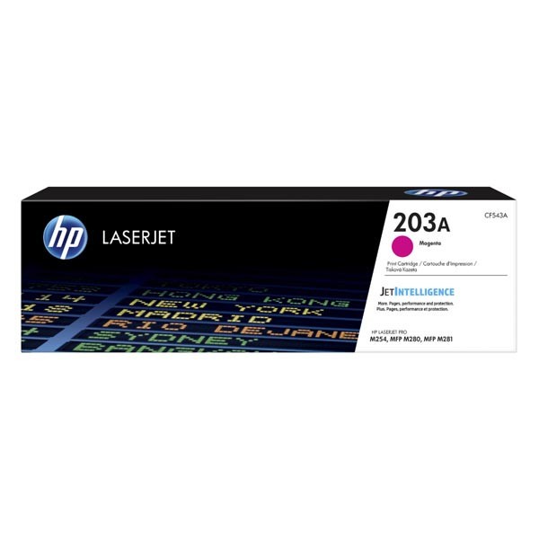 HP 203A CF543A purpurový (magenta) originálny toner.
Originálny toner = záruka priamo od výrobcu tlačiarne
100 % použitie v tlačiarni - bezproblémové fungovanie s vašou tlačiarňou
Použitím originálnej náplne predlžujete životnosť tlačiarne
Osvedčená špičková kvalita - vysoko kvalitná a spoľahlivá tlač originálnou tlačovou kazetou od prvej do poslednej stránky
Trvalé a profesionálne výsledky tlače - dlhodobá udržateľnosť tlače
Kratšia prodleva pri tlači stránok
Garancia Vašej spokojnosti s použitím našej originálnej náplne
Zabezpečujeme bezplatnú recykláciu originálnych náplní
Zlyhanie náplne v menej ako 1% prípadov
Jednoduchá a rýchla výmena náplne

Kód výrobcu: CF543A