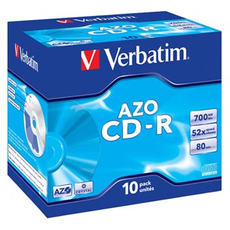 Verbatim CD-R, 43327, AZO Crystal, 10-pack, 700MB, 52x, 80min., 12cm, bez možnosti potisku, jewel box, pro archivaci dat