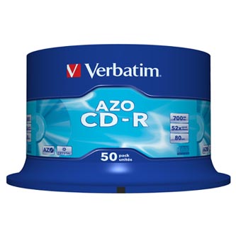 Levně Verbatim CD-R, 43343, AZO Crystal, 50-pack, 700MB, 52x, 80min., 12cm, bez možnosti potisku, spindle, pro archivaci dat