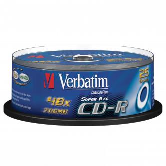 Levně Verbatim CD-R, 43352, AZO Crystal, 25-pack, 700MB, 52x, 80min., 12cm, bez možnosti potisku, cake box, pro archivaci dat