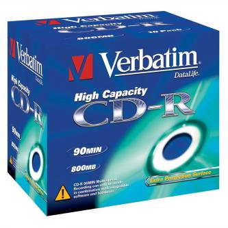 Verbatim CD-R, 43428, High Capacity, 10-pack, 800MB, 40x, 90min., 12cm, bez možnosti potisku, jewel box, pro archivaci dat