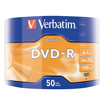 Verbatim DVD-R, Matt Silver, 43791, 4.7GB, 16x, wrap, 50-pack, bez možnosti potisku, 12cm, pro archivaci dat