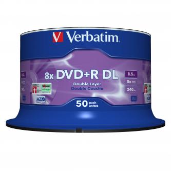 Verbatim DVD+R DL, Double Layer Matt Silver, 43758, 8.5GB, 8x, spindle, 50-pack, 12cm, pro archivaci dat