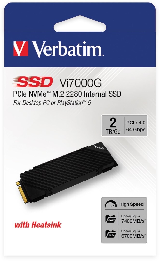 Levně Interní disk SSD Verbatim interní NVMe, 2000GB, GB, Vi7000G M.2, 49368, 7400 MB/s-R, 6700 MB/s-W