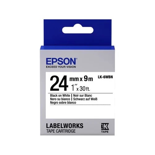 E-shop Epson LabelWorks LK-6WBN C53S656006 24mm x 9m, čierna tlač / biely podklad, originálna páska