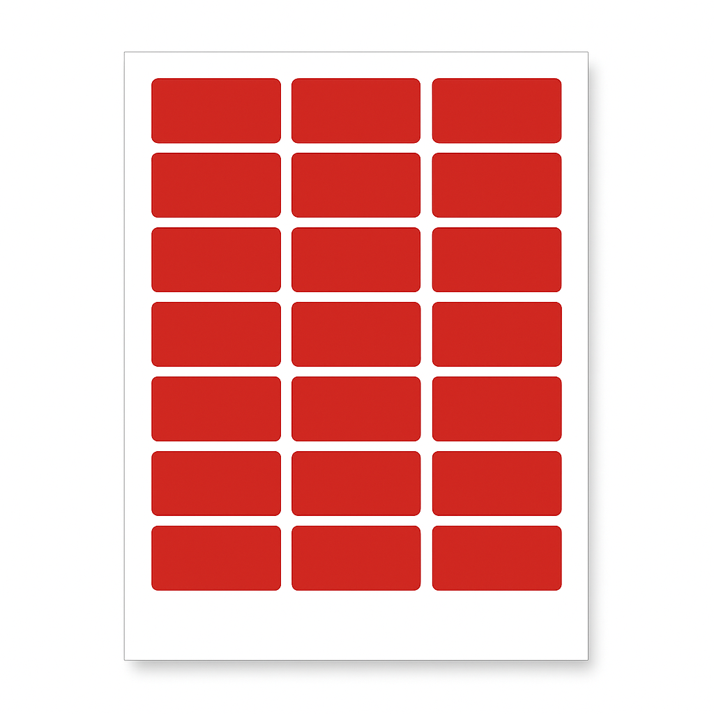 Samolepicí etikety 63,5 x 29,6 mm, 27 etiket, A4, 20 listů, červené