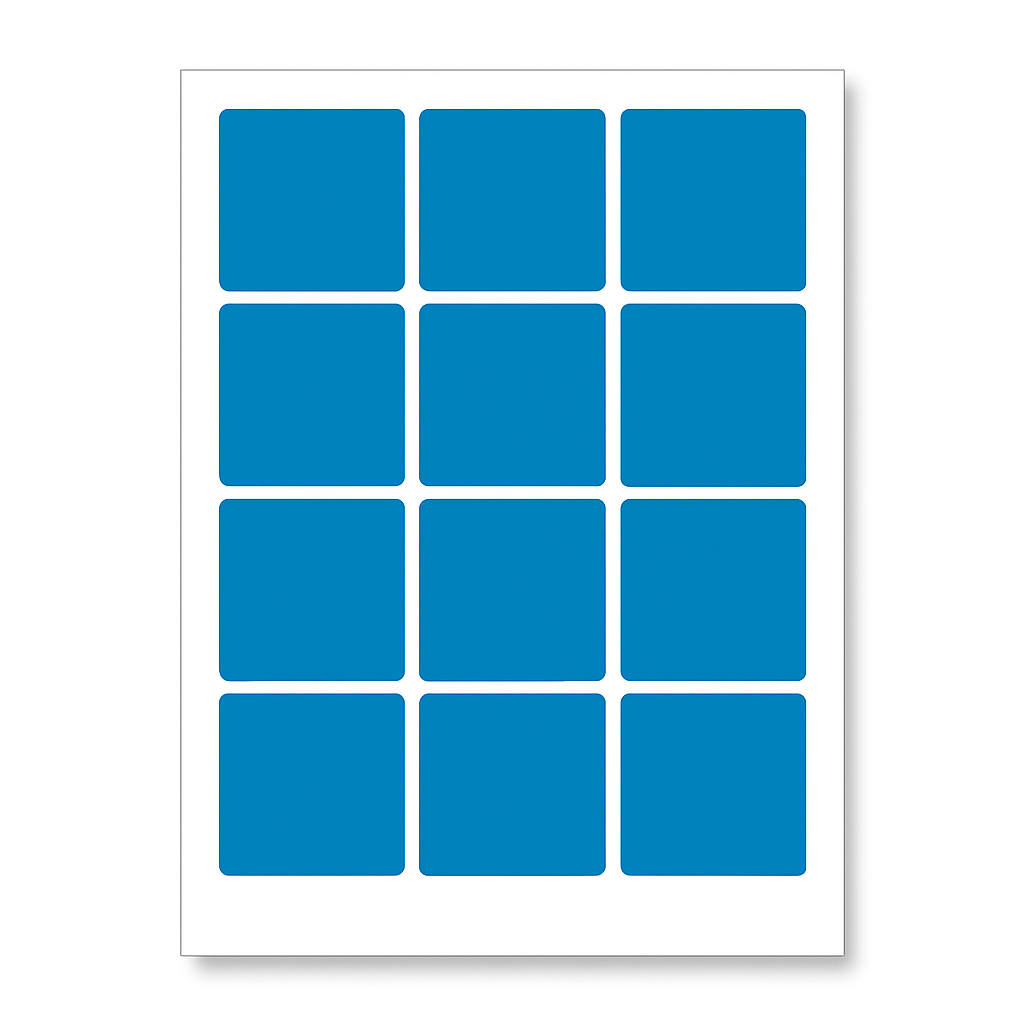 Samolepicí etikety 60 x 60 mm, 12 etiket, A4, 20 listů, modré