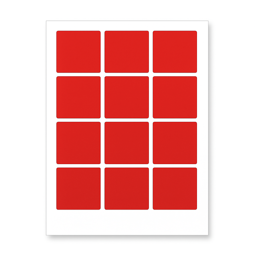 Samolepicí etikety 60 x 60 mm, 12 etiket, A4, 20 listů, červené