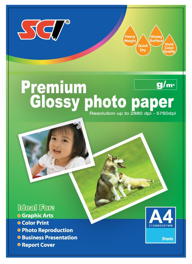 Levně SCI GPP-180 Glossy Inkjet Photo Paper, 180g, A4, 20 listů, lesklý fotopapír