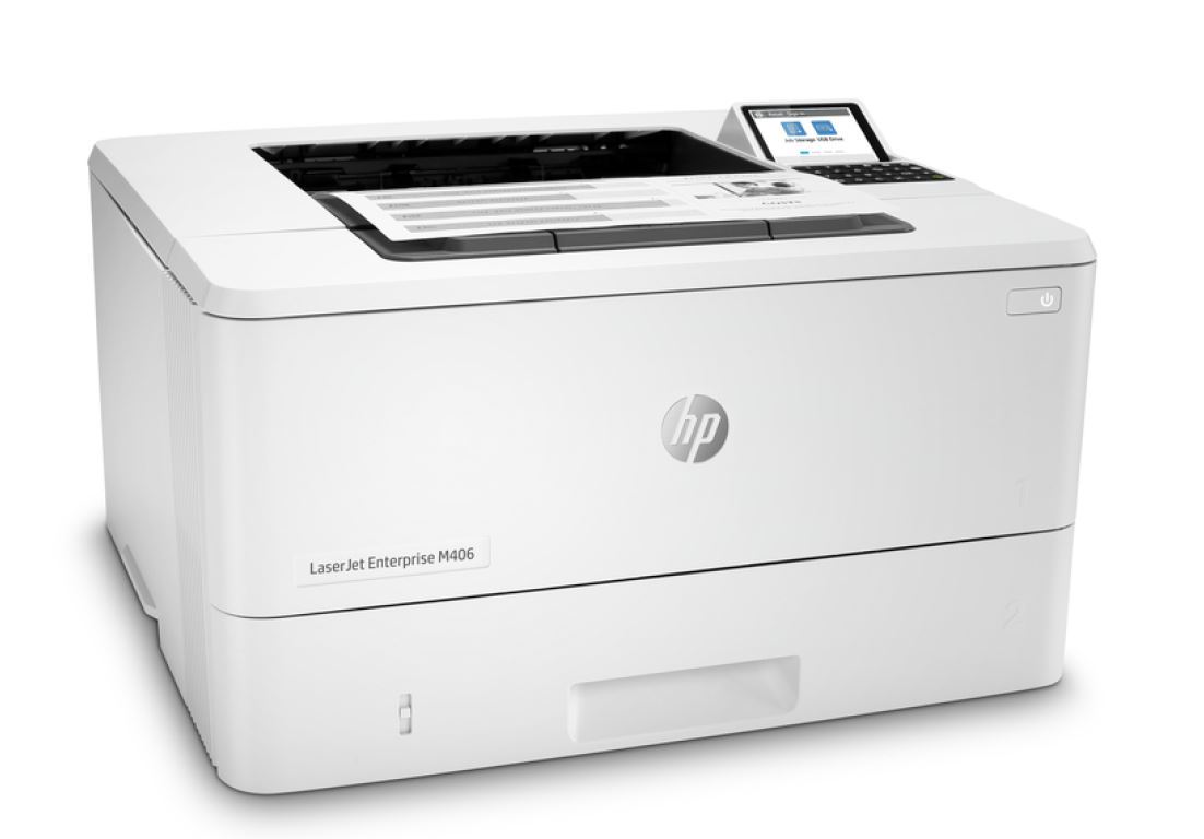HP LaserJet Enterprise M406dn 3PZ15A#B19 laserová tlačiareň.

*Jednoduché použitie, jednoduchá správa
* Najbezpečnejšia tlač na svete
* Zvýšená produktivita na podporu pracovných skupín
* Udržateľnosť je inteligentnou voľbou pre každú firmu

-6,85cm farebný nedotykový ovládací panel s 24 klávesami
-Laser

Formát tlačiarne:  A4
Rozlíšenie [DPI]:  Až 1 200 x 1 200 dpi, Technológia: 300 dpi, 600 dpi, HP FastRes 1 200, HP ProRes 1 200
Rýchlosť čiernej tlače [str./min.]:  (A4, normálna): Až 38 str./min.
Tlač prvej strany [sec.]:  (A4, pripravené): Už za 6,5 s; (A4, režim spánku): Už za 8,8 s
Max.
Pamäť: Štandardná: 1 GB; Maximálna: 1 GB

Obojstranná tlač:  Automaticky (predvolené)

Kapacita zásobníka [str.]: 

Štandardné: 2; Maximálne: 3
*Štandardný vstup: Zásobník 1 na 100 listov, vstupný zásobník 2 na 250 listov
*Štandardný výstup: Výstupný zásobník na 150 listov
*Voliteľný vstup: Voliteľný tretí zásobník na 550 listov

Rozhranie: 

*Štandardné: 1 vysokorýchlostný hostiteľský port USB 2.0; 1 vysokorýchlostný port USB 2.0; 1 sieťový port Gigabit Ethernet 10/100/1000T

*Voliteľné: Príslušenstvo HP Jetdirect LAN 8FP31A; Príslušenstvo HP Jetdirect 3100w BLE/NFC/Wireless 3JN69A

*Bezdrôtové pripojenie: Voliteľne, po zakúpení bezdrôtového hardvérového príslušenstva.

*Možnosť mobilnej tlače: HP ePrint; Apple AirPrint; NFC touch-to-print (voliteľne); Certifikácia Mopria; Tlač Wi-Fi Direct; Podpora riešení ROAM pre jednoduchú tlač; Tlač PrinterOn

Tlačové jazyky:  HP PCL 6, HP PCL 5, emulácia HP PostScript 3.

Skener:  Nie
Fax:  Nie

Spotreba [W]:  531 W (prebiehajúca tlač), 8,1 W (pohotovostný režim), 1,2 W (režim spánku), 0,07 W (automatické vypnutie / ručné zapnutie), 0,07 W (ručné vypnutie)

Hlučnosť [dB]:  Zvukové emisie – napájanie: 6,5 B(A) pri rýchlosti 38 obr./min., Emisie akustického tlaku: 54 dB(A) pri rýchlosti 38 ot./min.

Rozmery [VxŠxH mm]:  Min.
Hmotnosť [kg]:  cca 8,5 kg

Podporované operačné systémy:  Windows Client OS (32/64bitový): Win10, Win 8.1, Win7 Ultimate; Mobilný operačný systém: iOS, Android; Mac: Apple macOS High Sierra v10.13, Apple macOS Mojave v10.14, Apple macOS Catalina v10.15; Samostatný tlačový ovládač PCL6: ďalšie informácie o podporovaných operačných systémoch sú k dispozícii na adrese http://www.podpora.hp.com, kde zadáte názov produktu a vyhľadáte ho, potom stačí kliknúť na „Používateľské príručky“, zadať názov produktu, vyhľadať príslušnú používateľskú príručku a nájsť časť s podporovanými operačnými systémami pre tlačové ovládače UPD PCL6 / PS; Podporované operačné systémy: ďalšie informácie o podporovaných operačných systémoch sú k dispozícii na adrese http://www.hp.com/go/upd

Obsah balenia: Tlačiareň HP LaserJet Enterprise M406dn; Čierna originálna tonerová kazeta HP LaserJet (cca 3 000 strán); Príručka Začíname; 1x napájací kábel

Záruka: 24 mesiacov

Získajte po registrácii 3-ročnú predĺženú záruku: https://h41201.www4.hp.com/WMCF.Web/sk/sk/promotion/14227/One/