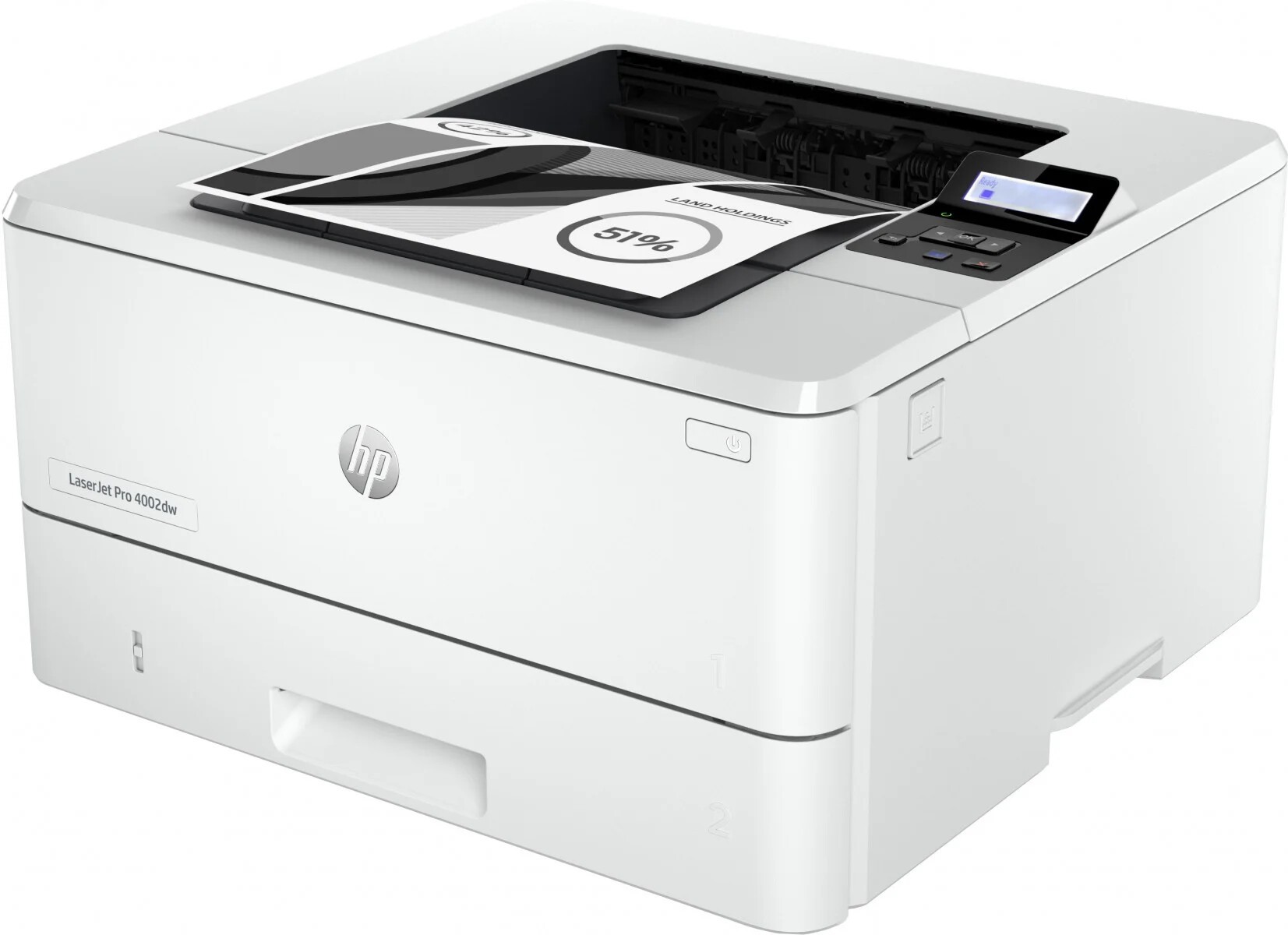 HP LaserJet Pro 4002dw 2Z606F#B19 laserová tlačiareň.

Táto moderná tlačiareň bola skonštruovaná s ohľadom na maximálnu produktivitu, dosahuje vysoké rýchlosti a využíva spoľahlivý hardvér, vďaka čomu umožňuje bezstarostné každodenné používanie, takže sa môžete viac sústrediť na svoje podnikanie.

Technológia tlače: laser
Formát tlačiarne: A4
Obojstranná tlač:  Automatická obojstranná tlač
Kvalita tlače – čiernobielo: Fine Lines (1200x1200dpi)
Rýchlosť tlače – čiernobielo: až 40 str./min
Rýchlosť obojstrannej tlače: až 34 obr./min
Tlač prvej strany (čiernobielo): už za 6,3s
Max.
Rýchlosť procesora: 1200MHz
Pamäť: 256MB
Displej: 2-riadkový podsvietený LCD grafický
Rozhranie:
* 1x vysokorýchlostný port USB 2.0
* 1x hostiteľský port USB na zadnej strane
* sieťový port Gigabit Ethernet 10/100/1000BASE-T
* rádiový prenos 802.3az(EEE)802.11b/g/n/2,4/5GHz Wi-Fi + Bluetooth
Tlačové jazyky: HP PCL 6, HP PCL 5e, emulácia HP Postscript úrovne 3, PDF, URF, PWG Raster
Typy médií: papier (bežný, EcoFFICIENT, ľahký, ťažký, kancelársky, farebný, listový, predtlačený, dierovaný, recyklovaný, hrubý); obálky; štítky
Kapacita zásobníka:
* štandardné vstupné zariadenie na manipuláciu s papierom: viacúčelový zásobník 1 na 100 listov, vstupný zásobník 2 na 250 listov
* štandardné výstupné zariadenie na manipuláciu s papierom: výstupný zásobník na 150 listov
Náhradné tlačové kazety:
* HP 149A čierna originálna tonerová kazeta LaserJet (~ 2900 strán), W1490A
* HP 149X čierna originálna tonerová kazeta LaserJet (~ 9500 strán), W1490X
Skenér: Nie
Fax: Nie

Hlučnosť: 54dB(A)
Rozmery (ŠxHxV): 381x357x216mm (bez vysunutia zásobníkov a krytov)
Hmotnosť: 8,56kg

Podporované operačné systémy:  Windows; Android; iOS; Mobile OS; macOS; Chrome OS

Obsah balenia:
* tlačiareň HP LaserJet Pro 4002dw
* napájací kábel
* kábel USB počítač na tlačiareň
* predinštalovaná originálna čierna tonerová kazeta HP LaserJet (cca 2900 strán čiernobielo)
* príručka Začíname
* informačný leták
* záručný list
* regulačný leták

Záruka: 1 rok


Tlačiareň s dynamickým zabezpečením
Niektoré tlačiarne HP sú určené na prevádzku iba s kazetami, ktoré majú nový alebo znovu použitý čip HP alebo elektronické obvody.

Získajte po registrácii 3-ročnú predĺženú záruku: https://h41201.www4.hp.com/WMCF.Web/sk/sk/promotion/14227/One/