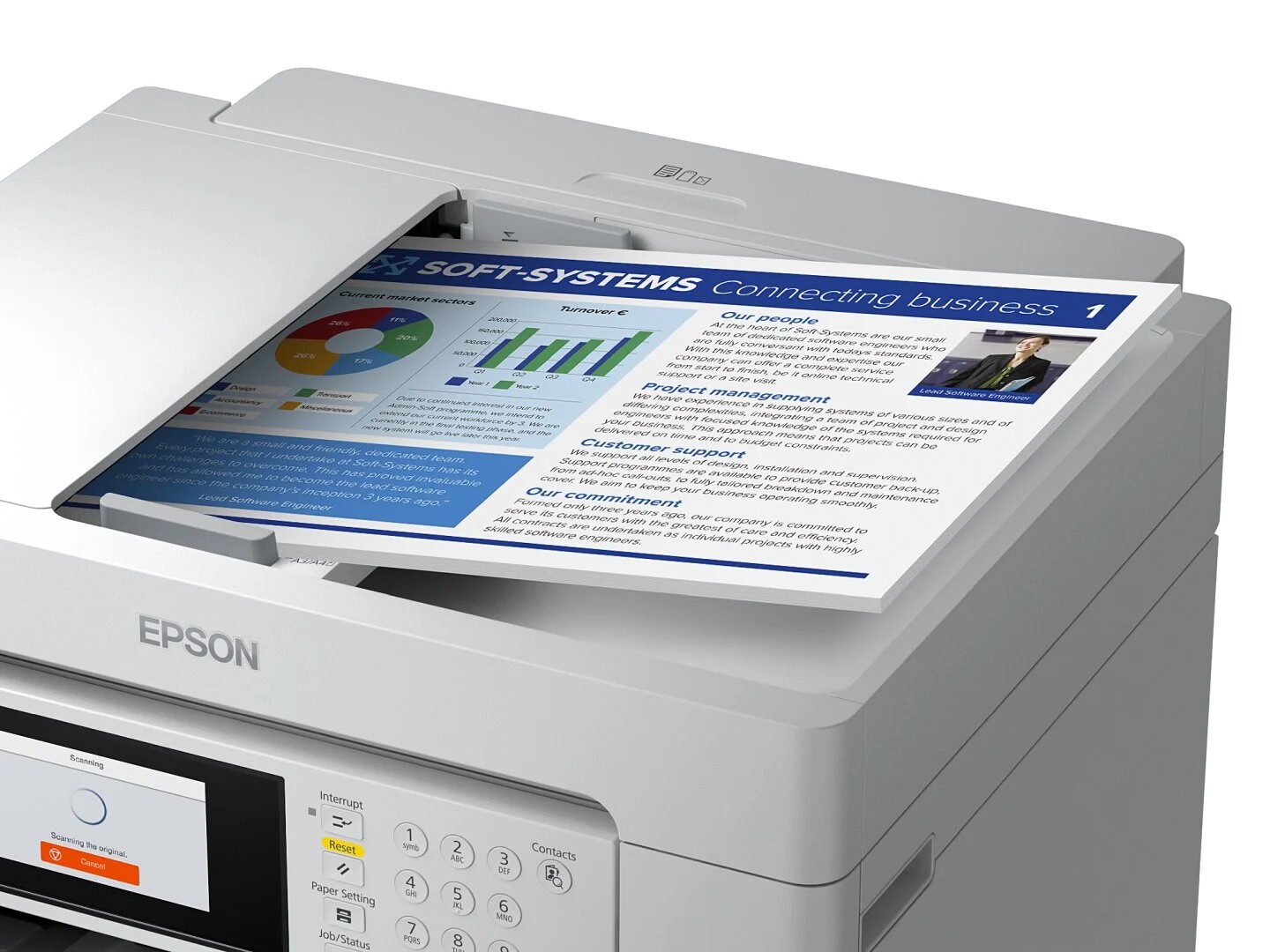 Epson EcoTank L15180 C11CH71406 atramentová multifunkcia.

Táto rýchla multifunkčná tlačiareň A3 s bohatou ponukou funkcií ponúka bezproblémovú tlač a mimoriadne nízke celkové náklady na vlastníctvo.

Toto ľahko použiteľné zariadenie EcoTank Pro Wi-Fi umožňuje tlačiť, skenovať, kopírovať a faxovať dokumenty s výnimočne nízkymi nákladmi na tlač a nízkou spotrebou energie vďaka technológii Heat-Free.

* Tlač, Skener, Kopírka, Fax
* Tlačová hlava PrecisionCore™


Formát tlačiarne:  A3
Formáty papiera:  A4 (21.0x29,7 cm), Legal, A5 (14,8x21,0 cm), A6 (10,5x14,8 cm), B6 (12,5x17,6 cm), B5 (17,6x25,7 cm), č.
Rozlíšenie [DPI]:  4.800 x 1.200 dpi
Rýchlosť tlače [str./min.]:  25 Str./min Čiernobielo, 25 Str./min Colour
Tlač prvej strany [sek.]:  Čiernobielo 5,5 s, Farebne 5,5 s, Podľa IEEE/ISO 17629
Max.

Obojstranná tlač:  Áno (A4/A3, obyčajný papier)

Automatický podávač pre skenovanie:  áno

Kapacita zásobníka [str.]: 

*Automatický podávač dokumentov: 50 Strán
*Kapacita výstupného zásobníka: 125 Listov
*Kapacita zásobníka papiera: 250 Listov Štandardná, 550 Listov max.

Rozhranie: 

Vysokorýchlostné rozhranie USB – kompatibilné s USB 2.0, Ethernetové rozhranie (100 Base-TX / 10 Base-T), bezdrôtová sieť LAN IEEE 802.11a/b/g/n/ac (WiFi 5), Wi-Fi Direct, Hostiteľ USB

Tlačové jazyky:  PCL5e, PCL6

Skenér: 

*Obojstranné skenovanie: Áno
*Rýchlosť jednostranného skenovania (A4 čiernobielo): 26 ipm s ADF skenom
*Rýchlosť obojstranného skenovania (A4 čiernobielo): 11,5 ipm s ADF skenom
*Rýchlosť jednostranného skenovania (A4 farebne): 9 ipm s ADF skenom
*Rýchlosť obojstranného skenovania (A4 farebne): 6 ipm s ADF skenom
*Skenovacie rozlíšenie: 1.200 dpi (horizontálne x vertikálne)
*Optické rozlíšenie (ADF): 1.200 dpi (horizontálne x vertikálne)
*Výstupné formáty: BMP, JPEG, TIFF, multi-TIFF, PDF, PNG
*Typ skenera: Contact image sensor (CIS)

Fax:  až 33,6 kb/s / približ.

Spotreba [W]:  19 W (samostatné kopírovanie, vzor ISO/IEC 24712), 0,7 W (úsporný režim), 9,7 W Pripravené, 0,2 W (vypnutie), TEC 0,13 kWh/týždeň
Hlučnosť [dB]:  6,7 B (A) podľa vzoru ISO 7779 s papierom Epson Premium Glossy Photo Paper / režim Photo RPM - 52 dB (A) podľa ISO 9226
Rozmery (šírka x hĺbka x výška):  515 x 976 x 521 mm
Hmotnosť [kg]:  21,5 kg

Podporované operačné systémy:  XenApp 5.0, XenApp 6.0, Citrix XenApp 6.x, Citrix XenApp 7.6 a novšie, Citrix XenApp 7.x, Citrix XenApp Verzia 6.5, Citrix XenApp Verzia 7.6, Citrix XenDesktop Verzia 7.6, Linux, Mac OS 10.10.x, Mac OS 10.11, Mac OS 10.2+, Mac OS 10.3+, Mac OS 10.4+, Mac OS 10.4.11 alebo novší (iba Epson Scan), Mac OS 10.5+, Mac OS 10.5.8 alebo novší, Mac OS 10.5.8 alebo novší (vyžaduje stiahnutie ovládača z webových stránok spoločnosti Epson), Mac OS 10.5.9, Mac OS 10.6+, Mac OS 10.7.x, Mac OS 10.8.x, Mac OS 10.9.x, Mac OS X, Mac OS X 10.11.x, Mac OS X 10.11.x alebo novší, Mac OS X 10.12, Mac OS X 10.12.x, Mac OS X 10.13.x, Mac OS X 10.6.8, Mac OS X 10.6.8 alebo novší, Windows 10 (32/64 bit), Windows 7 (32/64 bit), Windows 8 (32/64-bitová verzia), Windows 8.1 (32/64 bit), Windows Server 2008 R2, Windows Server 2012 R2, Windows Server 2016, Windows Vista (32/64bitová verzia), Windows XP Professional x64 Edition SP2 alebo novší, Windows XP SP3 alebo novší (32-bit), Windows Server 2003 R2, spectextoptionoperatingsystemswin2003ii2, Verzia Windows XP Professional x64, iOS 5.0+, iOS 6.0+, iOS 7

Obsah balenia: 1 kompletná sada atramentu (BK – 127 ml, CMY – 70 ml), Ovládače a pomocné programy (CD), Inštalačná/bezpečnostná príručka, Hlavné zariadenie, napájací kábel, Úvodná príručka, Záručný dokument

Záruka: 24 mesiacov

  
!
Chcete ZDARMA predĺžiť záruku na 3 roky?