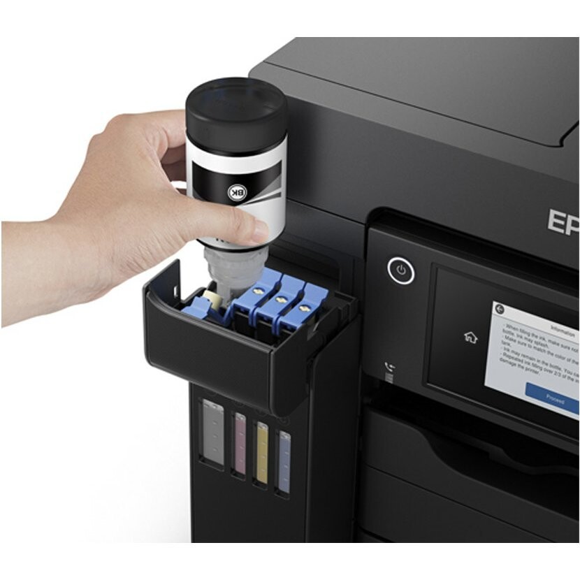 Epson L6570 C11CJ29402 atramentová multifunkcia.

S touto ľahko použiteľnou tlačiarňou EcoTank môžete tlačiť, skenovať, kopírovať a faxovať dokumenty pri naozaj výnimočne nízkych nákladoch na jednu stranu.

* LCD displej: Typ: Farebný, Dotyková obrazovka, Uhlopriečka: 10,9 cm
* Tlačová hlava PrecisionCore
* Tlač, Skenovanie, kopírovanie, Fax

Formát tlačiarne:  A4
Rozlíšenie[DPI]:  4.800 x 1.200 dpi
Rýchlosť tlače [str./min.]:  32 Str./min Čiernobielo (obyčajný papier), 32 Str./min Colour (obyčajný papier)
Rýchlosť čiernej tlače [str./min.]:  25 Str./min - ISO/IEC 24734
Rýchlosť farebnej tlače [str./min.]:  25 Str./min - ISO/IEC 24734
Rýchlosť obojstrannej tlače ISO/IEC 24734: 21 A4 str./min.
Tlač prvej strany [sek.]:  Čiernobielo 5,5 s, Farebne 6 s

Obojstranná tlač:  Áno (A4, obyčajný papier)
Automatický podávač pre skenovanie:  áno
Spracovanie médií:  Automatický podávač dokumentov, obojstranná kópia (A4, obyčajný papier), Automatický podávač dokumentov, obojstranný fax (A4, obyčajný papier), Automatický podávač dokumentov, obojstranné skenovanie (A4, obyčajný papier), Automatická obojstranná tlač (A4, obyčajný papier)

Kapacita zásobníka [str.]: 

Automatický podávač dokumentov: 50 Strán
Kapacita výstupného zásobníka: 125 Listov
Kapacita zásobníka papiera: 550 Listov Štandardná

Rozhranie:  USB, Ethernet, bezdrôtová sieť LAN IEEE 802.11a/b/g/n/ac (WiFi 5), Wi-Fi Direct

Skenér: 

Obojstranné skenovanie
Rýchlosť jednostranného skenovania (A4 čiernobielo): 27,5 ipm s ADF skenom 5 sek.
Rýchlosť obojstranného skenovania (A4 čiernobielo): 11 ipm with ADF scan
Rýchlosť jednostranného skenovania (A4 farebne): 9 ipm with ADF scan 10 sec.
Rýchlosť obojstranného skenovania (A4 farebne): 6 ipm with ADF scan
Skenovacie rozlíšenie: 1.200 dpi x 2.400 dpi (horizontálne x vertikálne)
Optické rozlíšenie (ADF): 1.200 dpi x 2.400 dpi (horizontálne x vertikálne)
Výstupné formáty: BMP, JPEG, TIFF, multi-TIFF, PDF, PNG
Typ skenera: Contact image sensor (CIS)

Fax:  Čiernobiele aj farebné faxovanie bez nutnosti zapínať počítač

Spotreba [W]:  19 W (samostatné kopírovanie, vzor ISO/IEC 24712), 0,8 W (úsporný režim), 9,1 W Pripravené, 0,2 W (vypnutie), TEC 0,14 kWh/týždeň
Rozmery:  425 x 500 x 350 mm (šírka x hĺbka x výška)
Hmotnosť [kg]:  17,8 kg

Podporované operačné systémy:  Mac OS X 10.6.8 alebo novší, Windows 10 (32/64 bit), Windows 7 (32/64 bit), Windows 8 (32/64-bitová verzia), Windows 8.1 (32/64 bit), Windows Server 2008 R2, Windows Server 2012 R2, Windows Server 2016, Windows Vista (32/64bitová verzia), Windows XP Professional x64 Edition SP2 alebo novší, Windows XP SP3 alebo novší (32-bit), Windows Server 2003 R2, spectextoptionoperatingsystemswin2003ii2, Verzia Windows XP Professional x64

Obsah balenia: 1 sada atramentu (1 × 127 ml BK, 3 × 70 ml CMY), Hlavné zariadenie, napájací kábel, Úvodná príručka, User guide

Záruka: 24 mesiacov
 
!
Chcete ZDARMA predĺžiť záruku na 3 roky?