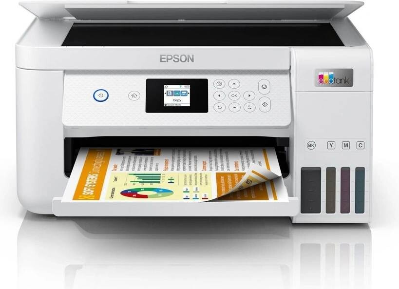 Epson EcoTank L4266 C11CJ63414 atramentová multifunkcia.

Vychutnajte si mimoriadne úspornú bezdrôtovú tlač s touto multifunkčnou tlačiarňou EcoTank bez atramentových kaziet a s obojstrannou tlačou.

Ušetrite až 90 % nákladov na tlač s tlačiarňami EcoTank od spoločnosti Epson bez atramentových kaziet.


* Tlačová hlava Epson Micro Piezo
* Pigmentová čierna a farebné atramenty Dye
* Tlačiareň, skener, kopírka

Formát tlačiarne:  A4
Rozlíšenie [DPI]:  5.760 x 1.440 dpi
Rýchlosť čiernej tlače [str./min.]:  10,5 Str./min ISO/IEC 24734
Rýchlosť farebnej tlače [str./min.]:  5 Str./min ISO/IEC 24734

Obojstranná tlač:  Automatická obojstranná tlač

Kapacita zásobníka [str.]: 

*Kapacita výstupného zásobníka: 30 Listov
*Kapacita zásobníka papiera: 100 Listov Štandardná

Rozhranie:  USB, Wi-Fi, Wi-Fi Direct

Skenér: 

*Rýchlosť jednostranného skenovania (A4 čiernobielo): 200 dpi; 11 sek.
*Rýchlosť jednostranného skenovania (A4 farebne): 200 dpi; 28 sek.
*Skenovacie rozlíšenie: 1.200 dpi x 2.400 dpi (horizontálne x vertikálne)
*Výstupné formáty: BMP, JPEG, PICT, TIFF, multi-TIFF, PDF, PNG
*Typ skenera: Contact image sensor (CIS)
*Optické rozlíšenie: 1.200 dpi x 2.400 dpi (horizontálne x vertikálne)

Fax:  nie

Spotreba [W]:  12 W (samostatné kopírovanie, vzor ISO/IEC 24712), 0,7 W (úsporný režim), 4,3 W Pripravené, 0,2 W (vypnutie)

Rozmery:  375 x 347 x 187 mm (šírka x hĺbka x výška)
Hmotnosť [kg]:  5,4 kg

Podporované operačné systémy:  Mac OS X 10.6.8 alebo novší, Windows 10, Windows 7, Windows 8, Windows 8.1, Windows Server 2008 (32/64bitová verzia), Windows Server 2008 R2, Windows Server 2012 (64bit), Windows Server 2012 R2, Windows Server 2016, Windows Vista, Windows XP Professional x64 Edition SP2 alebo novší, Windows XP SP3 alebo novší (32-bit), Windows Server 2003 R2, spectextoptionoperatingsystemswin2003ii2

Obsah balenia: 1 sada atramentu (1 × 127 ml BK, 3 × 70 ml CMY) + Extra Black, Ovládače a pomocné programy (CD), Hlavné zariadenie, napájací kábel, Návod na inštaláciu, Záručný dokument

Záruka: 24 mesiacov