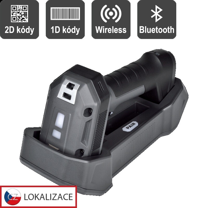 Levně Virtuos HW-857 CCD 2D průmyslová, čtečka, bezdrátová, USB, tmavě šedá