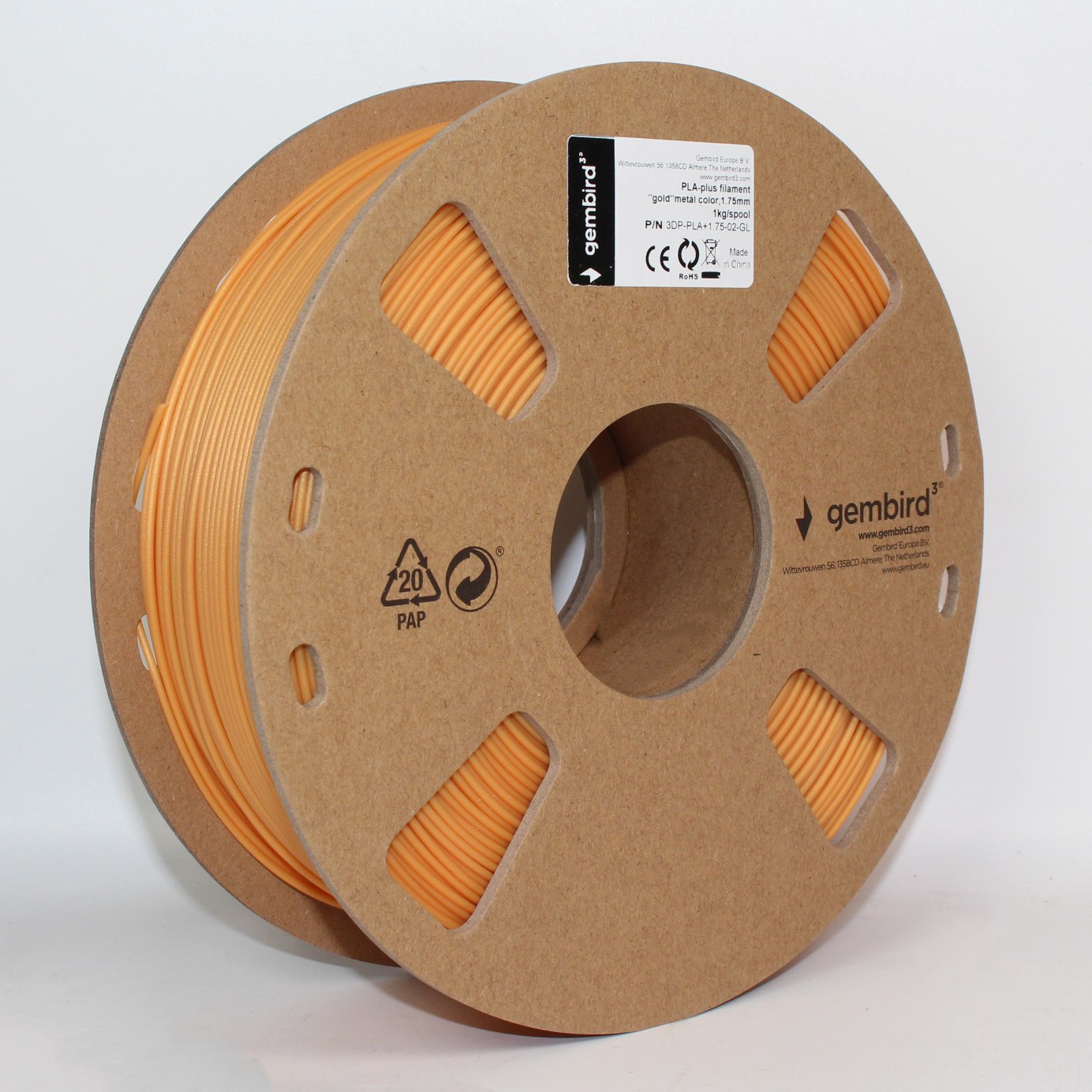 GEMBIRD 3DP-PLA+1.75-02-O, 3D filament, PLA PLUS, 1,75mm, 1000g, oranžová