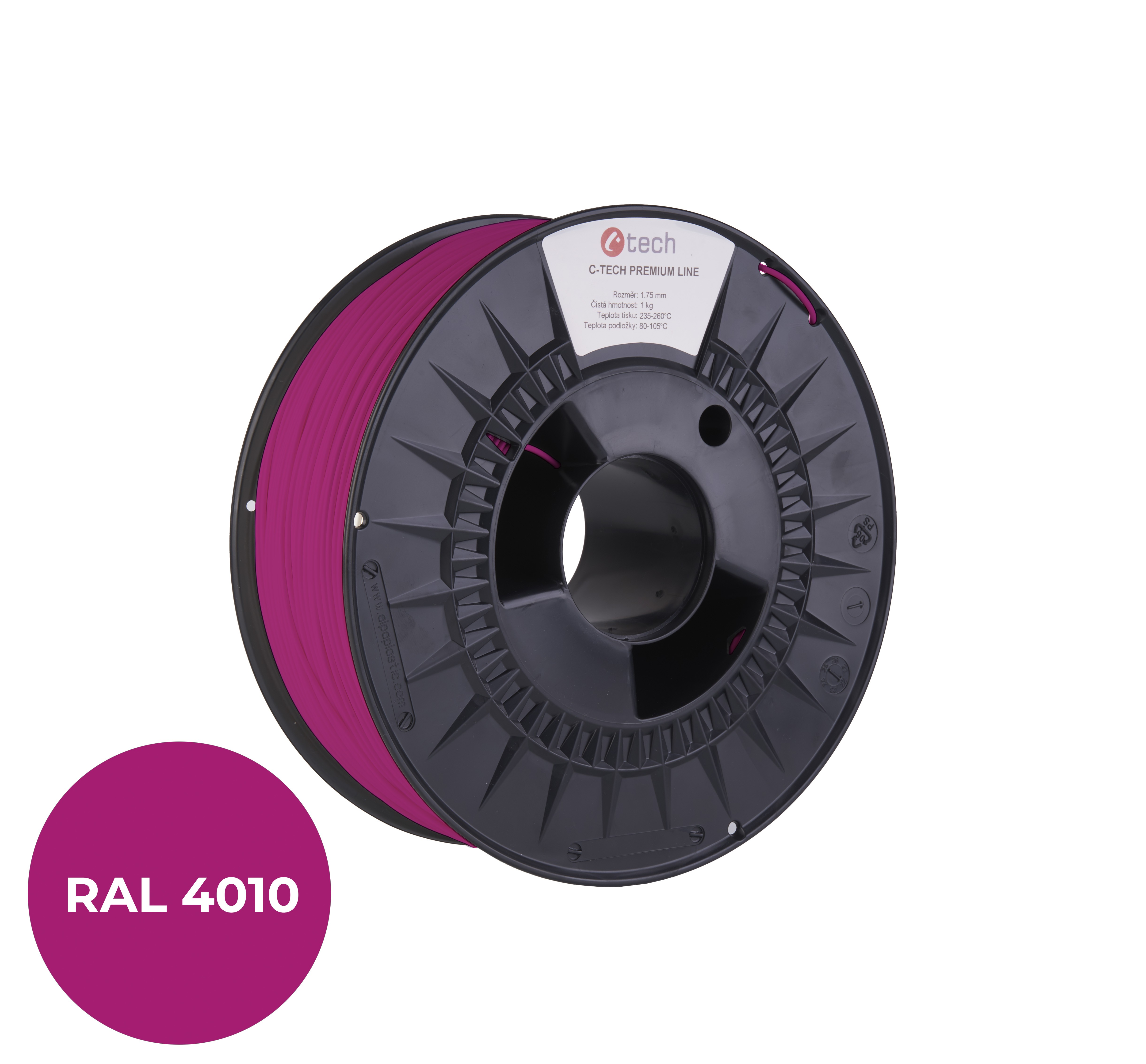 C-Tech 3DF-P-PLA1.75-4010 3D filament, PREMIUM LINE, PLA, telekomunikační fialová, RAL4010, 1,75mm, 1kg