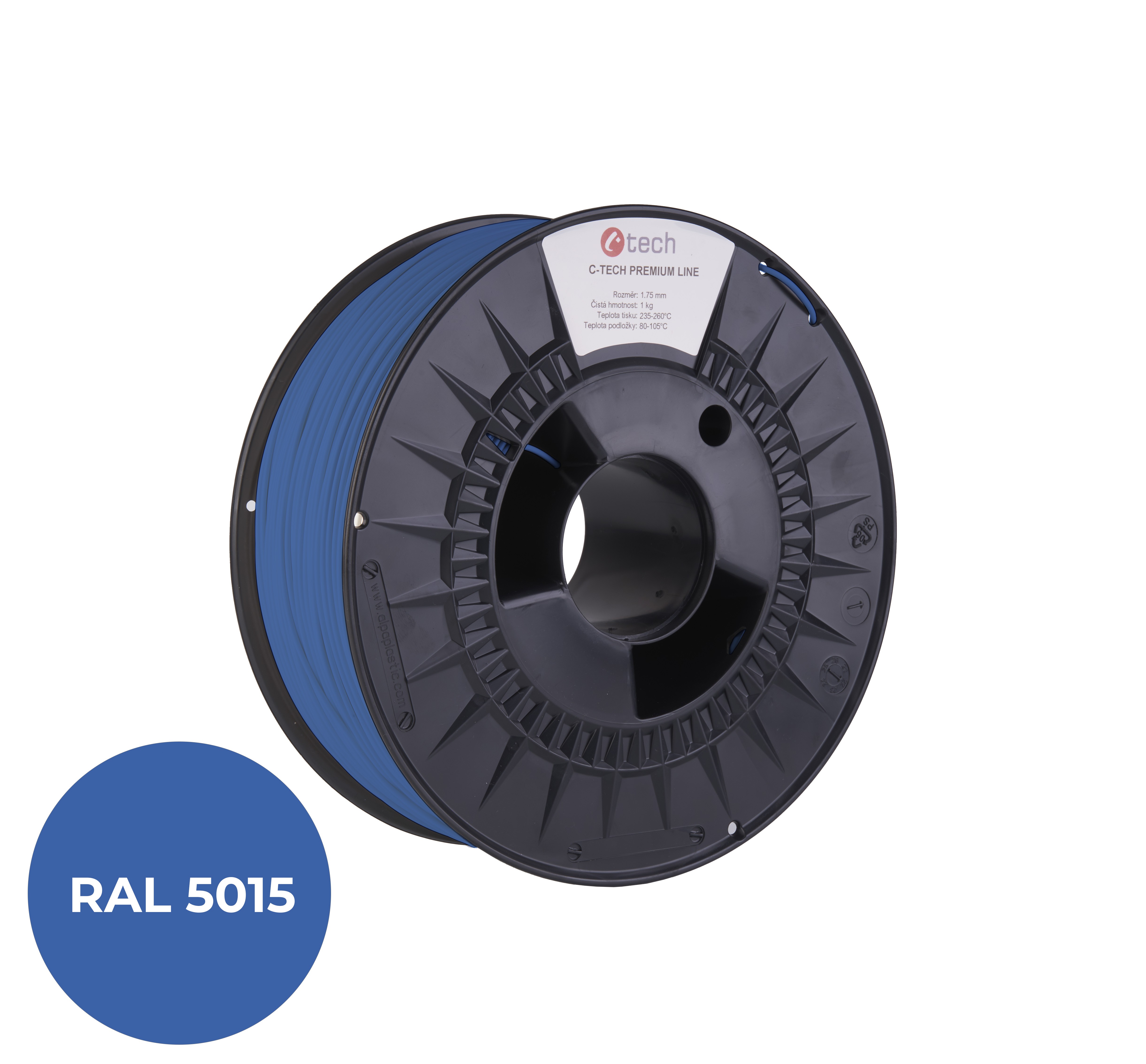 C-Tech 3DF-P-PLA1.75-5015 3D filament, PREMIUM LINE, PLA, nebeská modrá, RAL5015, 1,75mm, 1kg