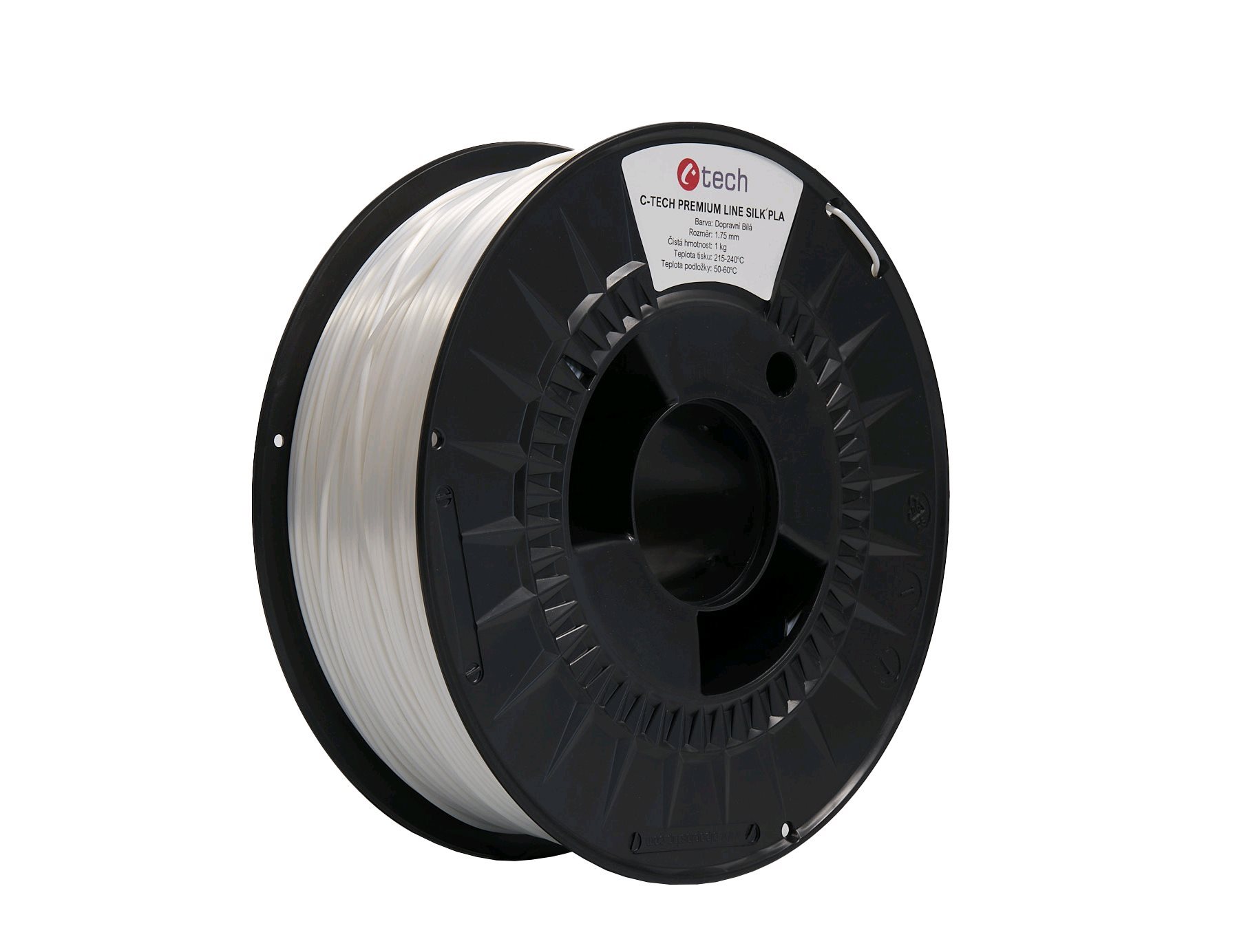 C-Tech 3DF-P-SPLA1.75-9003 3D filament, PREMIUM LINE, Silk PLA, dopravní bílá, RAL9003, 1,75mm, 1kg