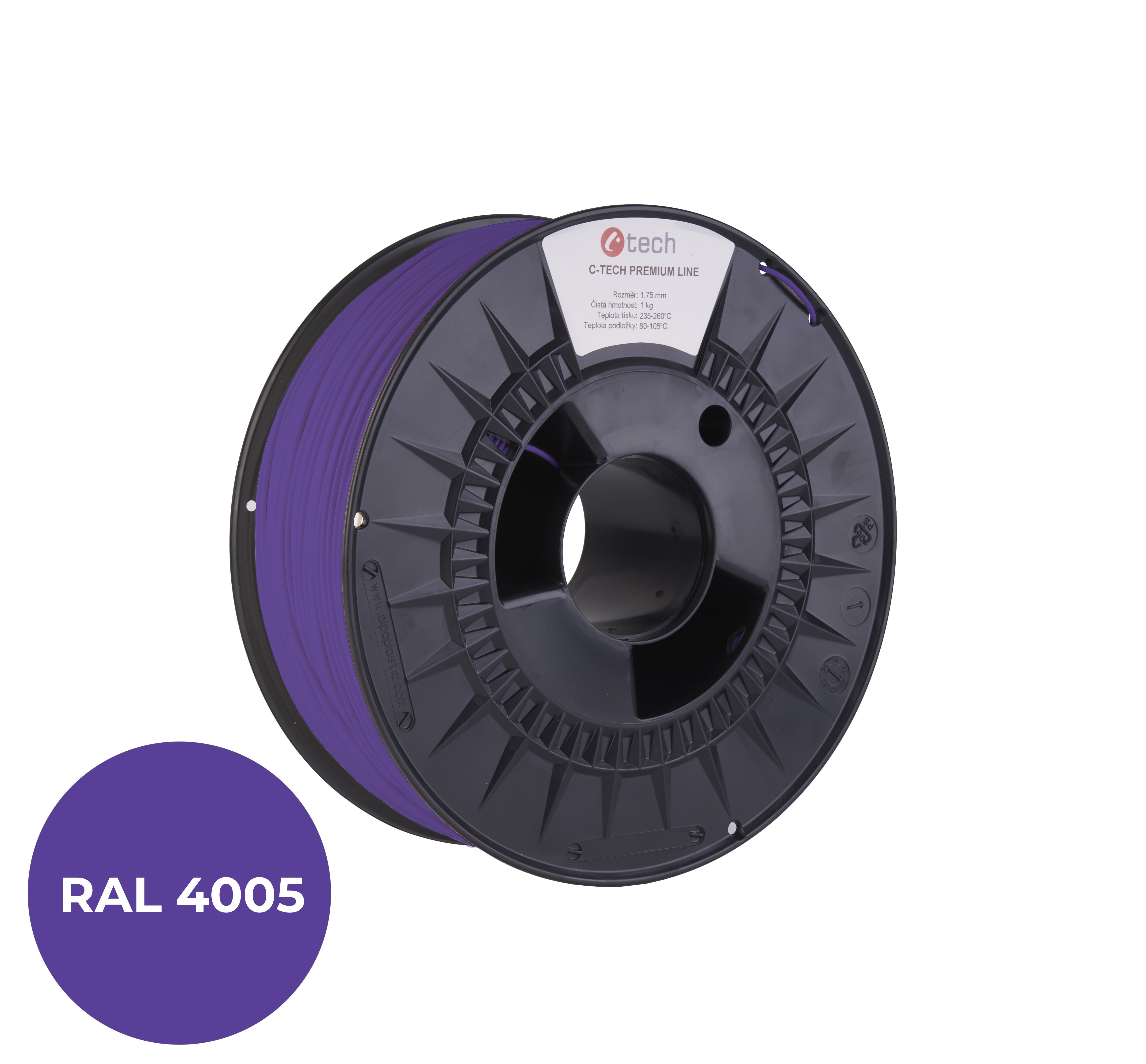 C-Tech 3DF-P-PETG1.75-4005 3D filament, PREMIUM LINE, PETG, modrofialová, RAL4005, 1,75mm, 1kg