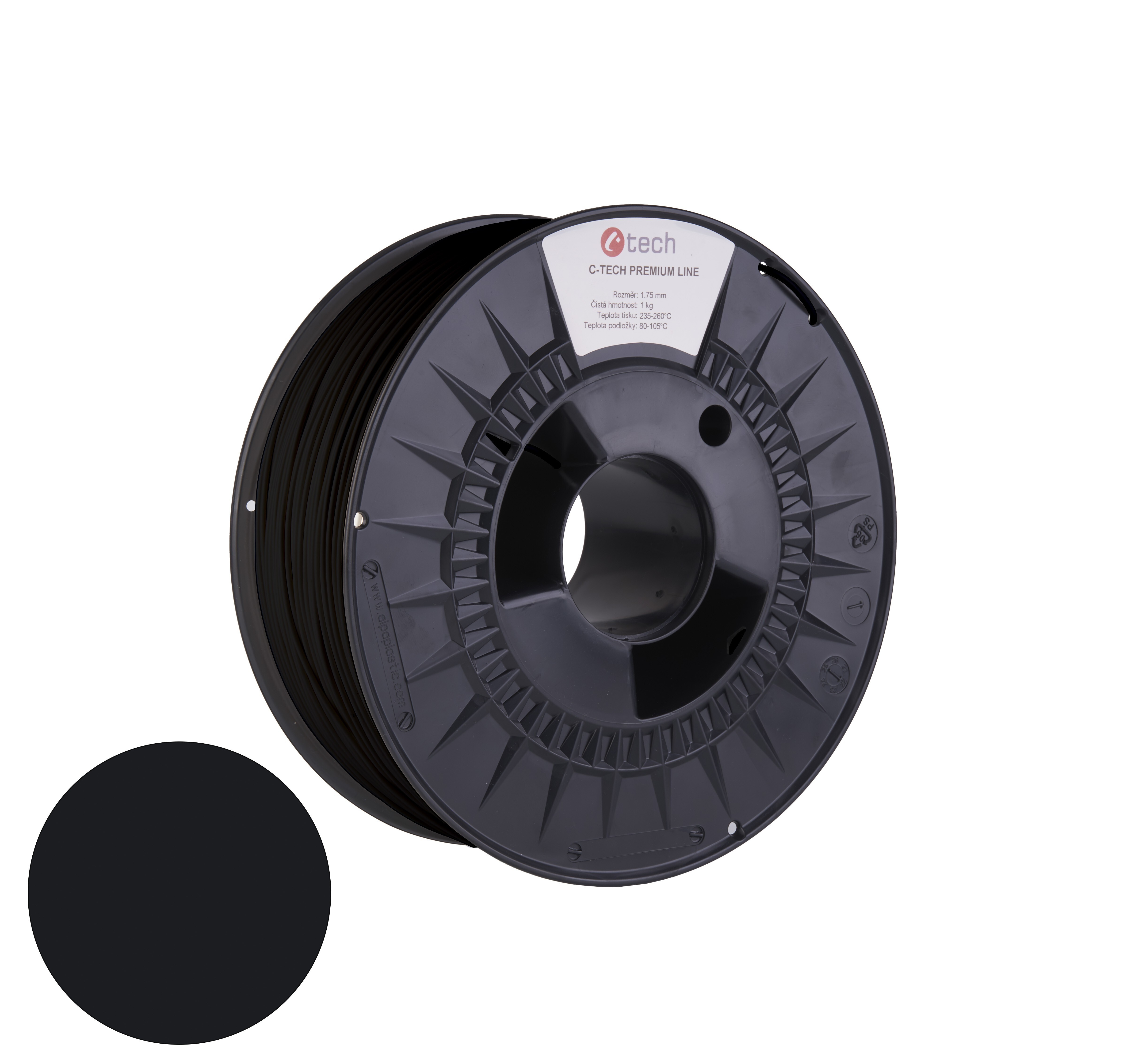 C-Tech 3DF-P-PA61.75-9017 3D filament, PREMIUM LINE, PA6, dopravní černá, RAL9017, 1,75mm, 1kg