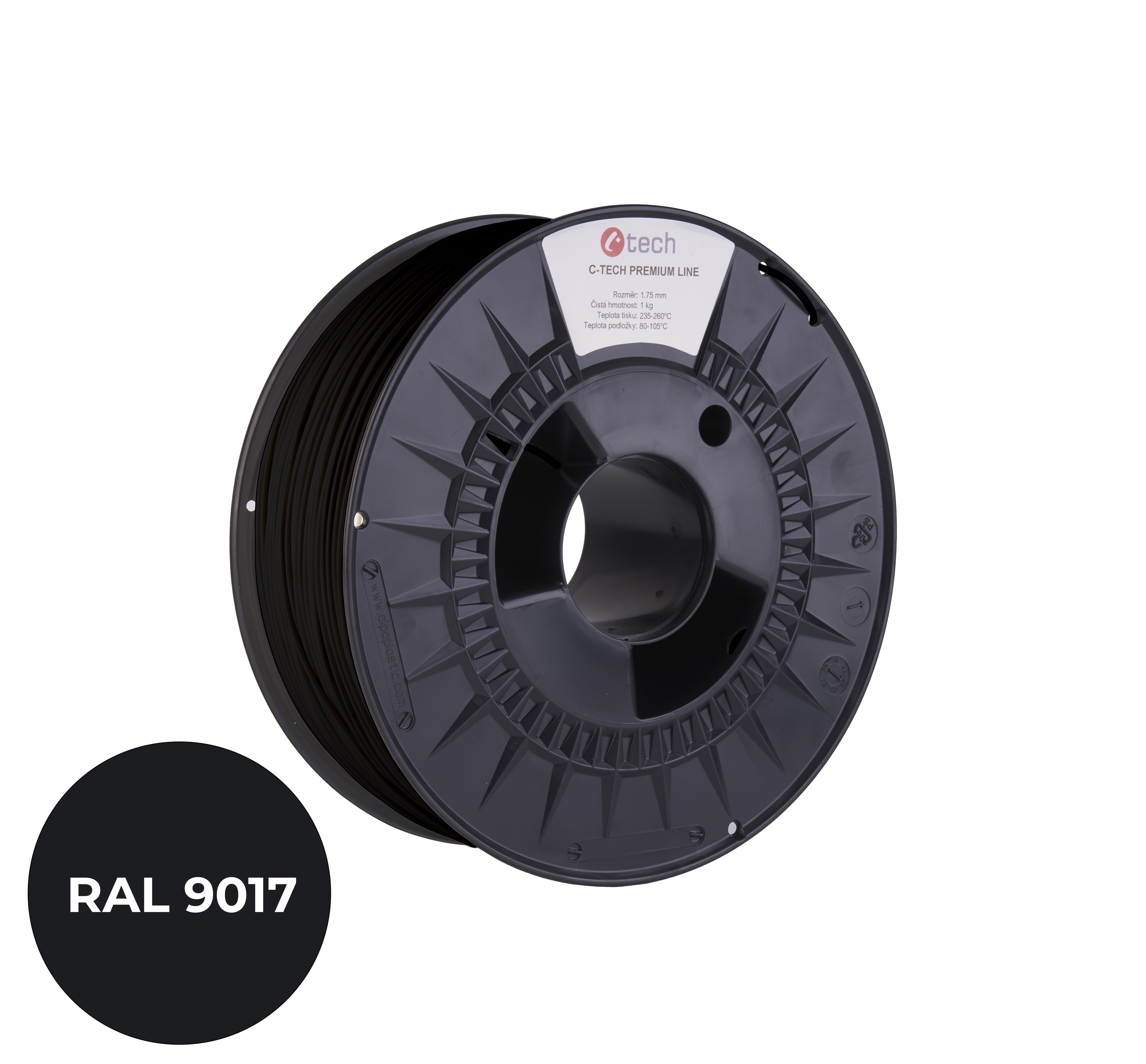 C-Tech 3DF-P-PA61.75-9017 3D filament, PREMIUM LINE, PA6, dopravní černá, RAL9017, 1,75mm, 1kg