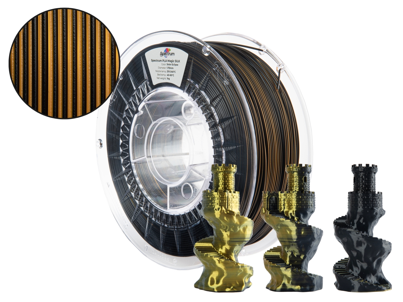 Spectrum 81403 filament, PLA Magic SILK, 1kg, 1.75mm, SOLAR ECLIPSE