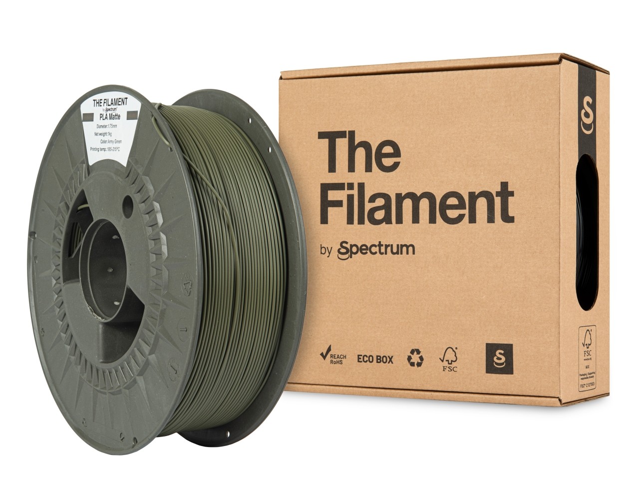 Levně "The Filament" by Spectrum TF-24200, PLA Matte, 1,75mm, 1000g, Zelený (Army green)