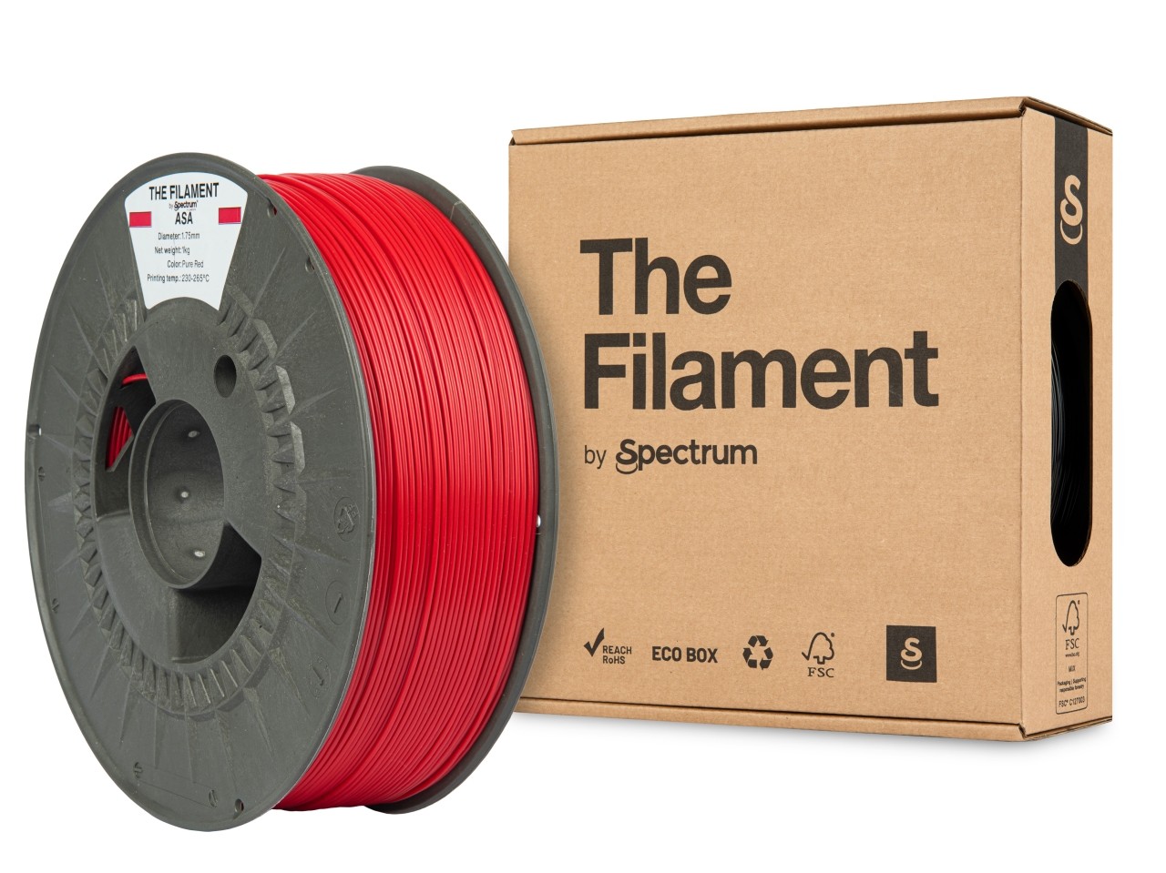 Levně "The Filament" by Spectrum TF-24210, ASA, 1,75mm, 1000g, Červený (Pure red)