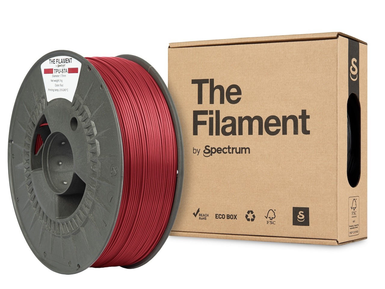Levně "The Filament" by Spectrum TF-24128, TPU-87A, 1,75mm, 1000g, Červený (Red)