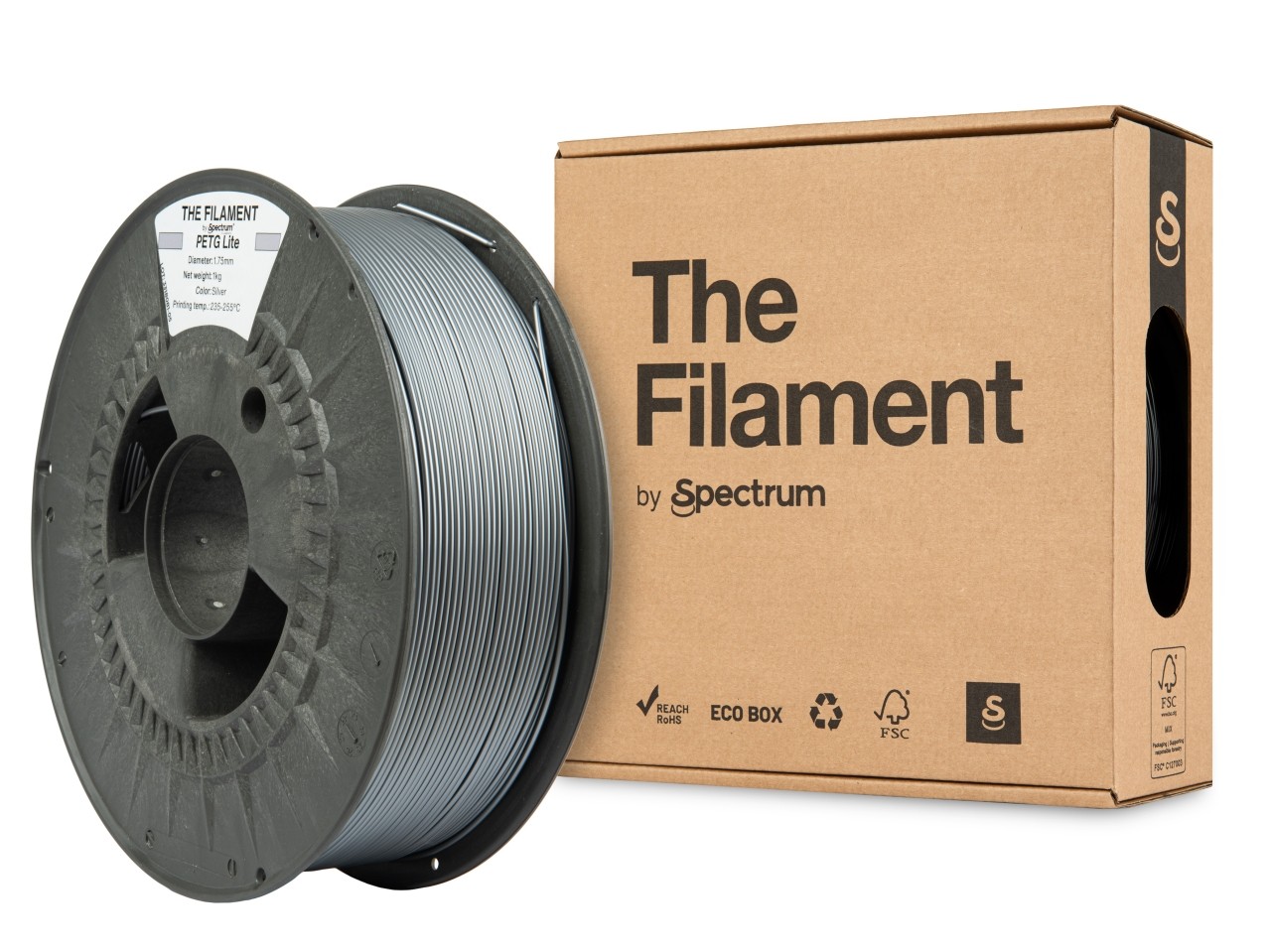 Levně "The Filament" by Spectrum TF-24241, PETG Lite, 1,75mm, 1000g, Stříbrný (Silver)