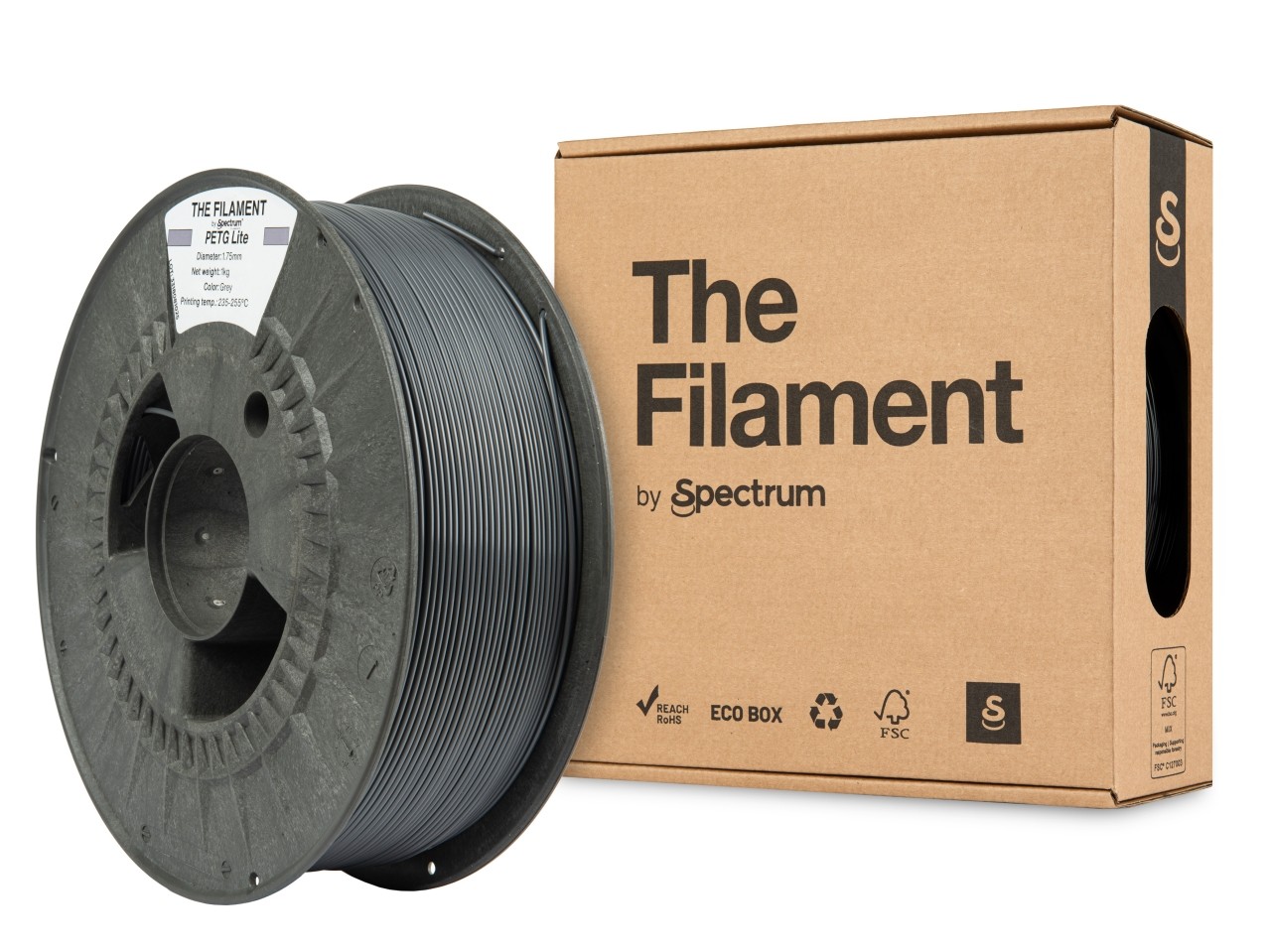 Levně "The Filament" by Spectrum TF-24244, PETG Lite, 1,75mm, 1000g, Šedý (Grey)