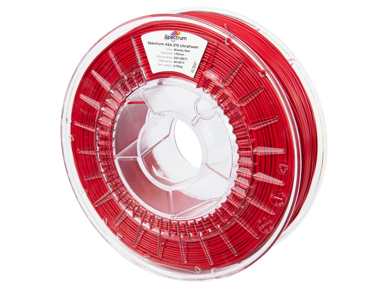 Levně Spectrum 81572 3D filament, LW-ASA UltraFoam, 1,75mm, 750g, Červený (Bloody red)