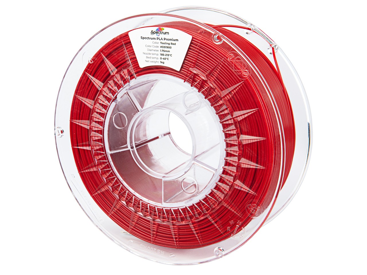 Levně Spectrum CW-MW-001 3D filament, PLA Premium, 1,75mm, 1000g, Červený (Tooling red)