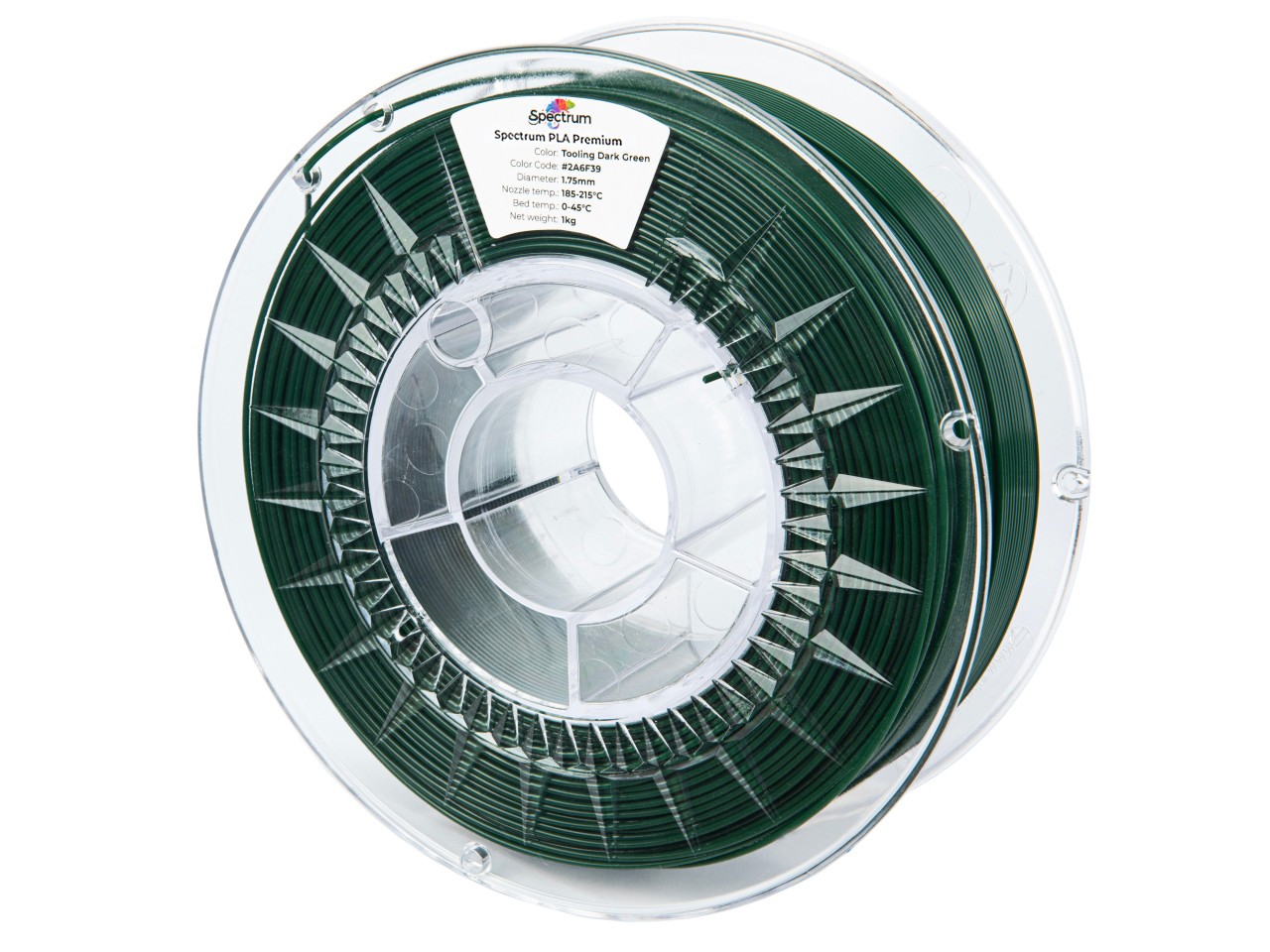 Levně Spectrum CW-BG-001 3D filament, PLA Premium, 1,75mm, 1000g, Tmavě zelený (Tooling Dark green)