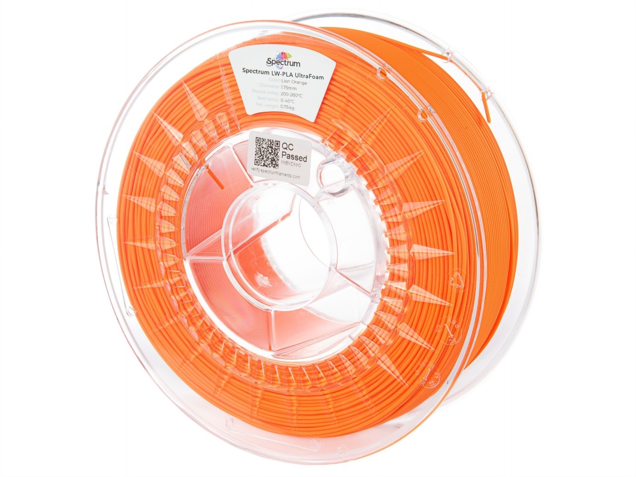 Spectrum 81003 3D filament, LW-PLA UltraFoam, 1.75mm, 750g, Orange (Lion orange)