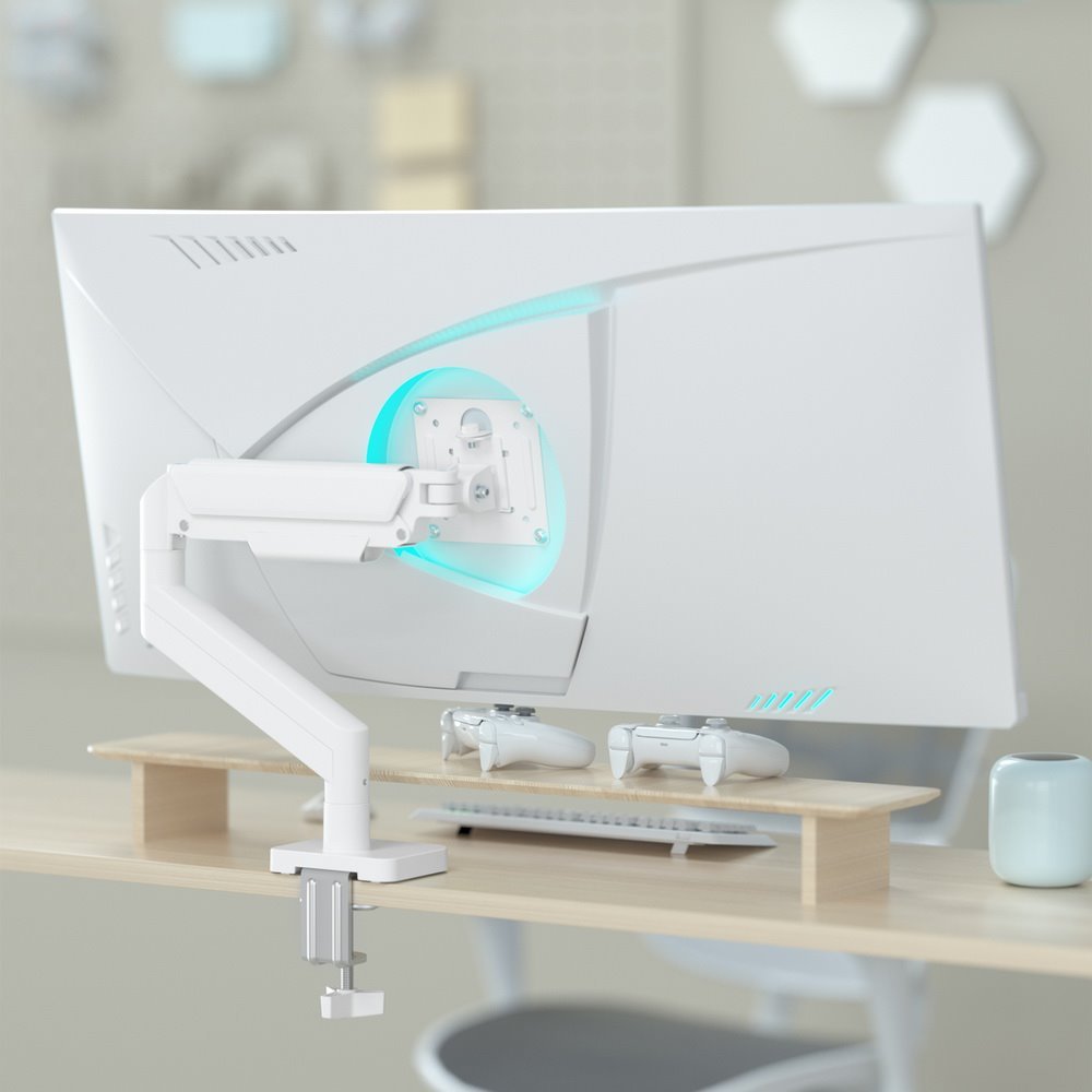 Držák 1 monitoru na stůl GEMBIRD MA-DA1-04, naklápečí, až do 32” a 10kg, bílý