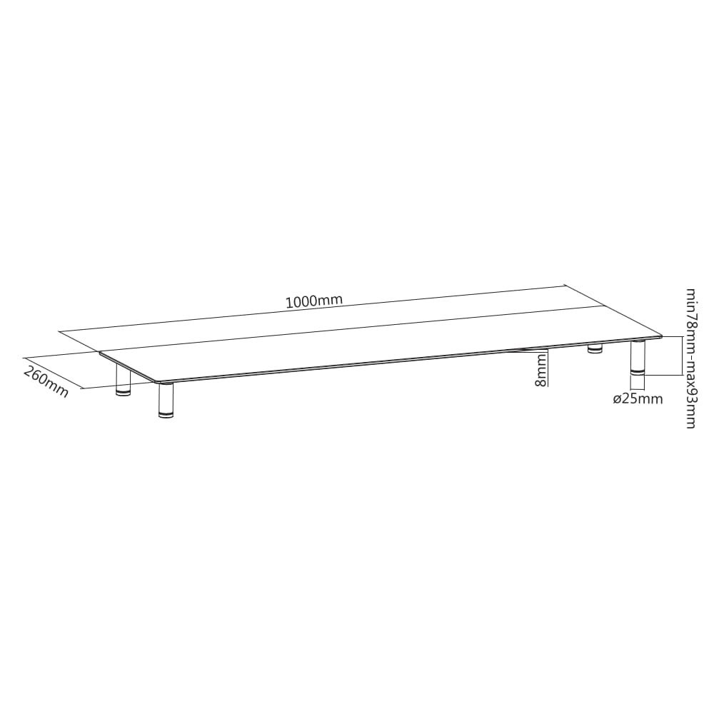 Podstavec pod monitor GEMBIRD MS-TABLE-GL-01, dlouhý, skleněný