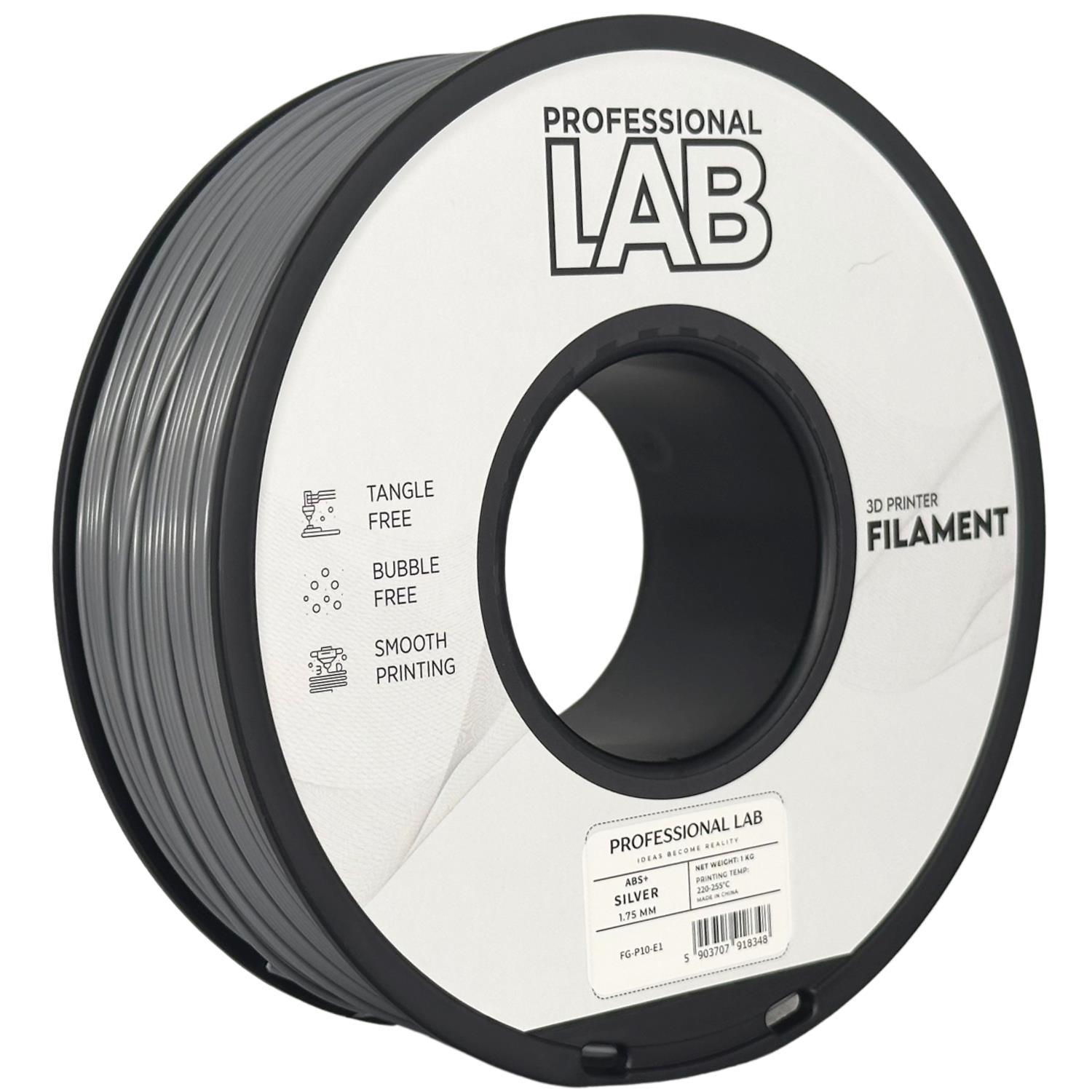 Levně Professional Lab FG-P10-E1, 3D filament, ABS+, 1,75mm, 1000g, Stříbrný (Silver)