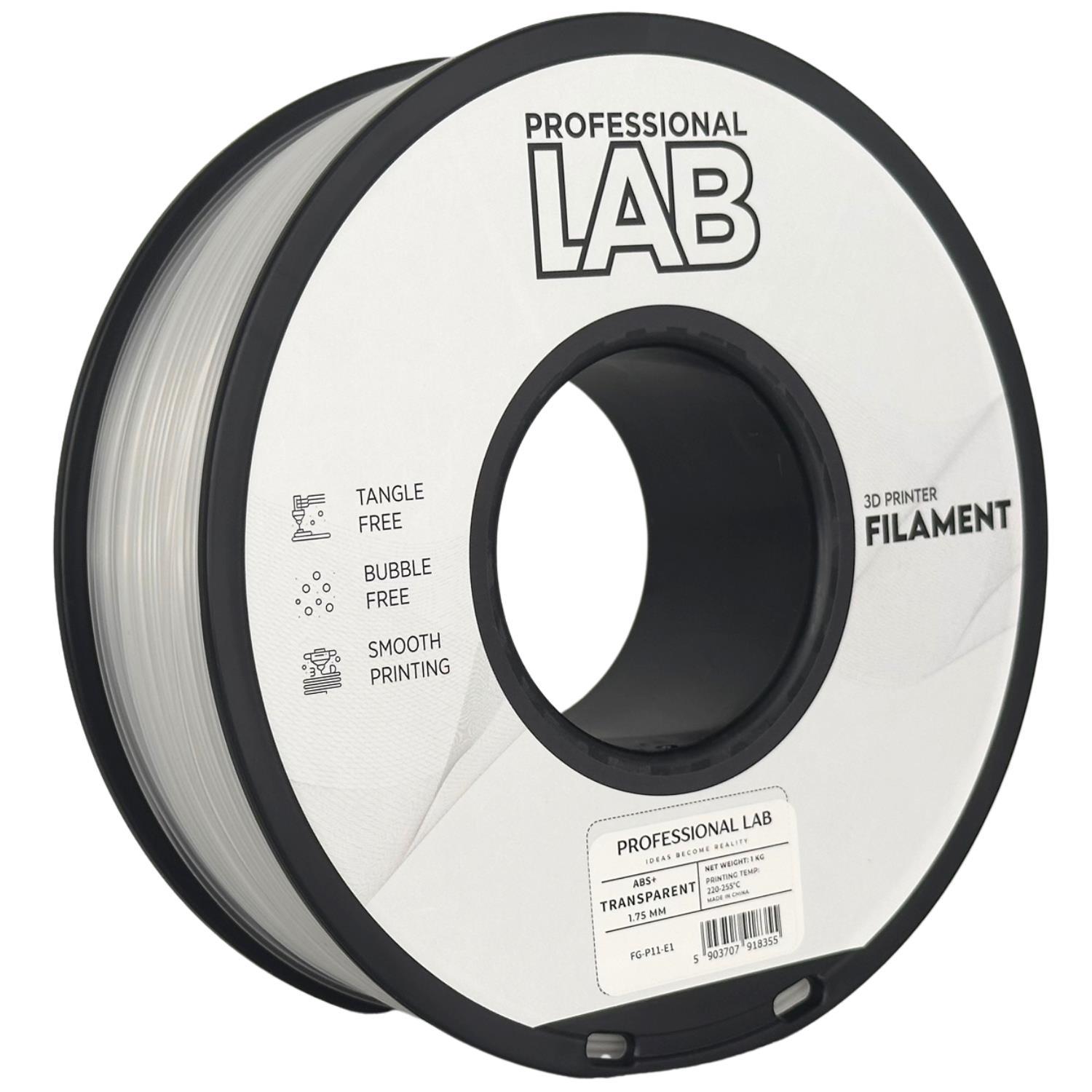 Levně Professional Lab FG-P11-E1, 3D filament, ABS+, 1,75mm, 1000g, Průsvitný (Transparent)
