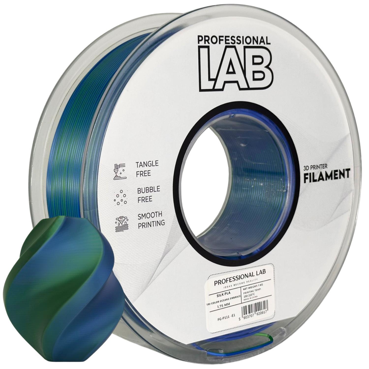 Levně Professional Lab FG-P111-E1, 3D filament, PLA Silk, 1,75mm, 1000g, Dual Color, Vícebarevný (Oceans embrace)