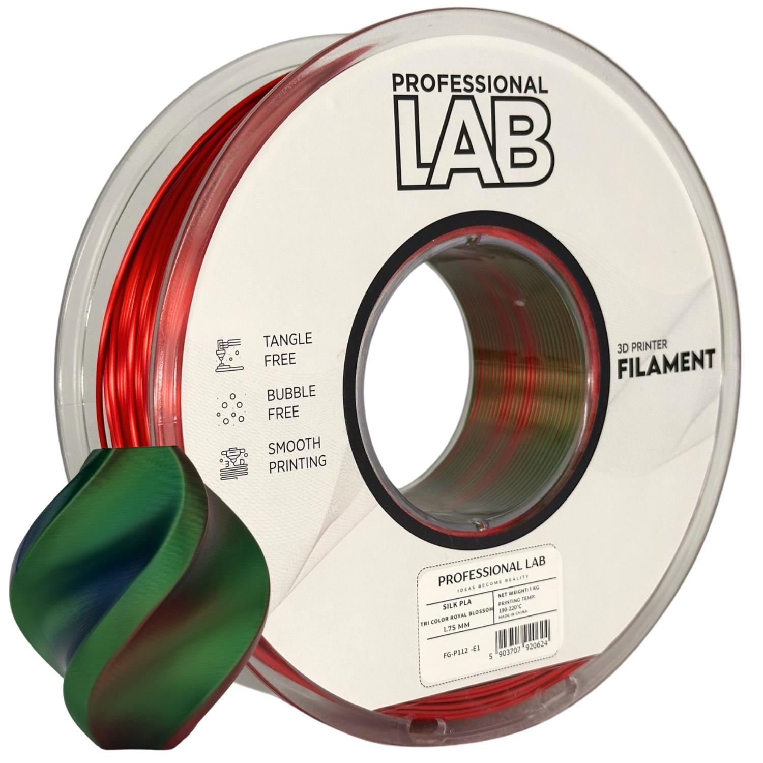 Levně Professional Lab FG-P112-E1, 3D filament, PLA Silk, 1,75mm, 1000g, Tri Color, Vícebarevný (Royal blossom)