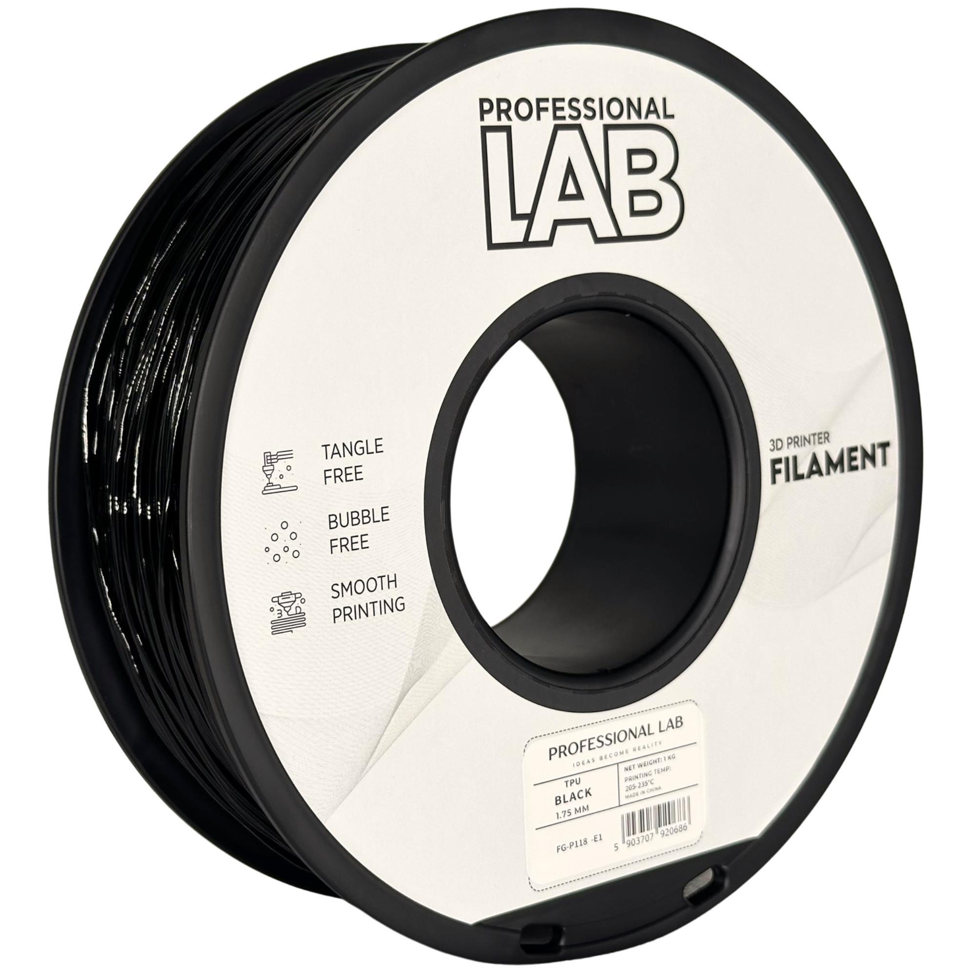 Levně Professional Lab FG-P118-E1, 3D filament, TPU 95A, 1,75mm, 1000g, Černý (Black)