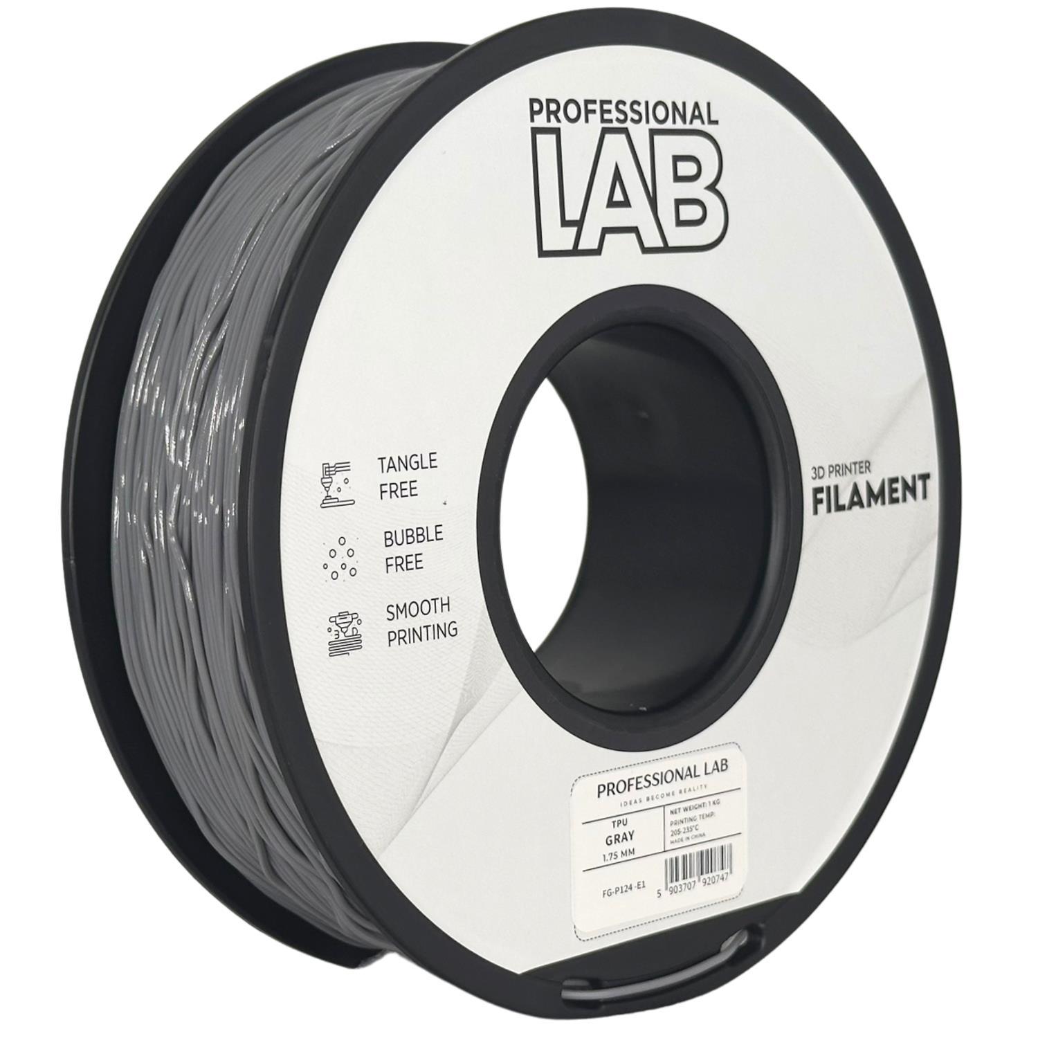 Professional Lab FG-P124-E1, 3D filament, TPU 95A, Gray, 1kg, 1,75mm