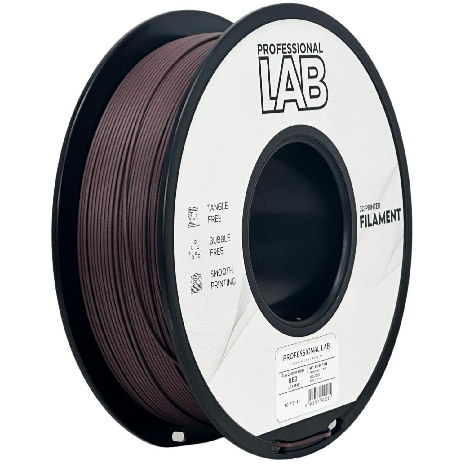Levně Professional Lab FG-P131-E1, 3D filament, PLA Carbon Fiber, 1,75mm, 1000g, Červený (Red)