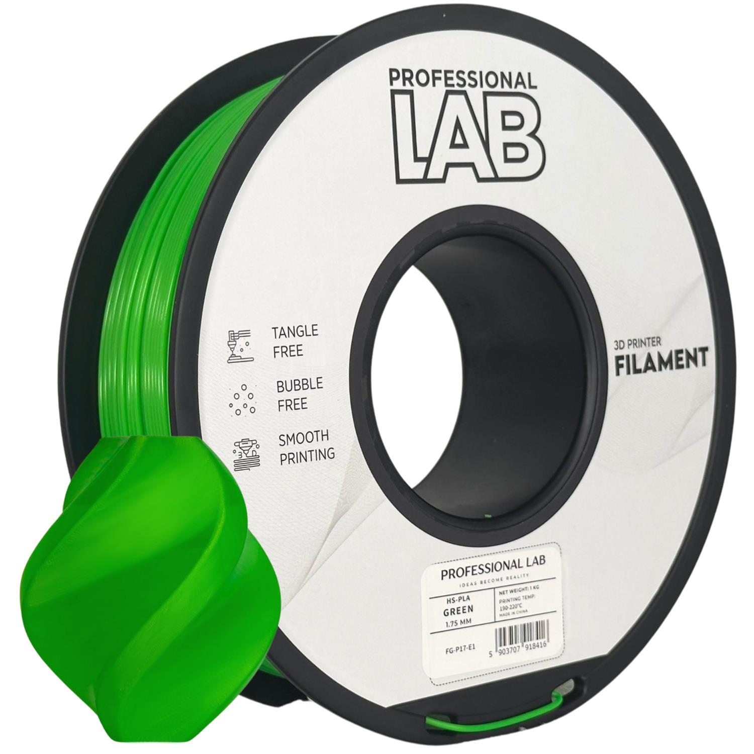 Levně Professional Lab FG-P17-E1, 3D filament, HS-PLA, 1,75mm, 1000g, Zelený (Green)